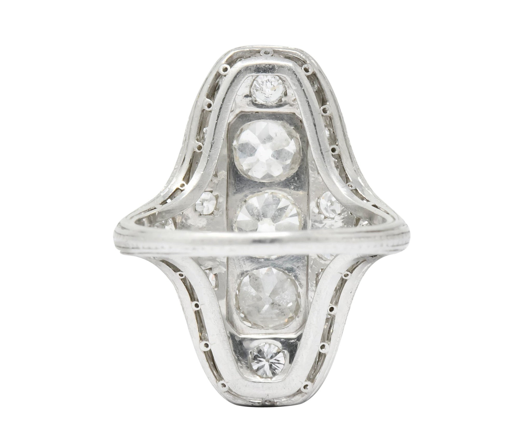 1915 Edwardian 2.40 CTW Old European Diamond Platinum Dinner Ring - Wilson's Estate Jewelry