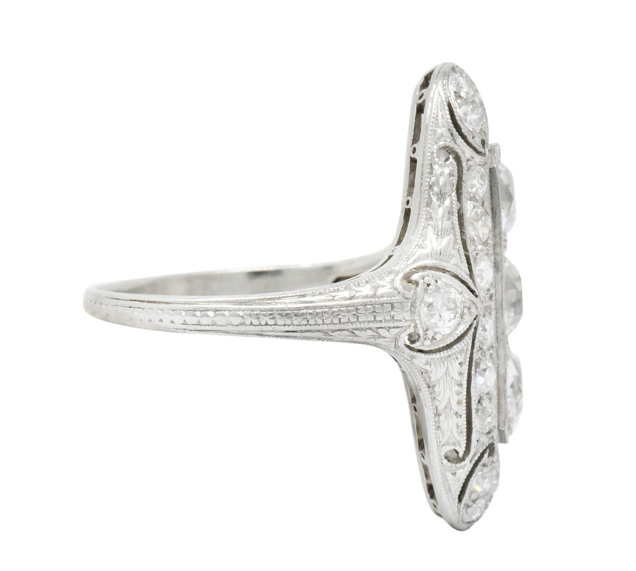 1915 Edwardian 2.40 CTW Old European Diamond Platinum Dinner Ring - Wilson's Estate Jewelry