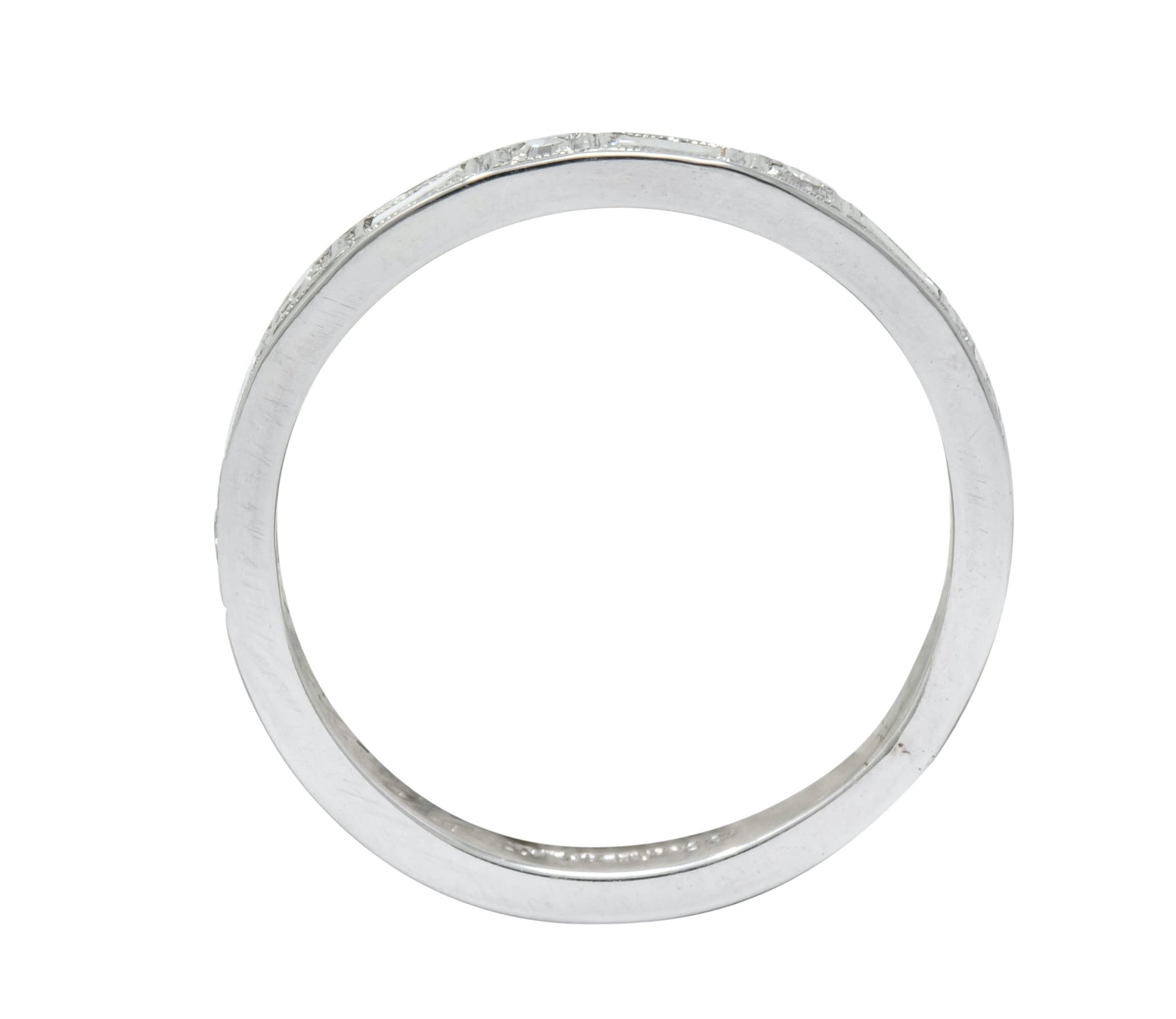 1930 Art Deco Baguette Single Cut Diamond Platinum Anniversary Band Ring - Wilson's Estate Jewelry