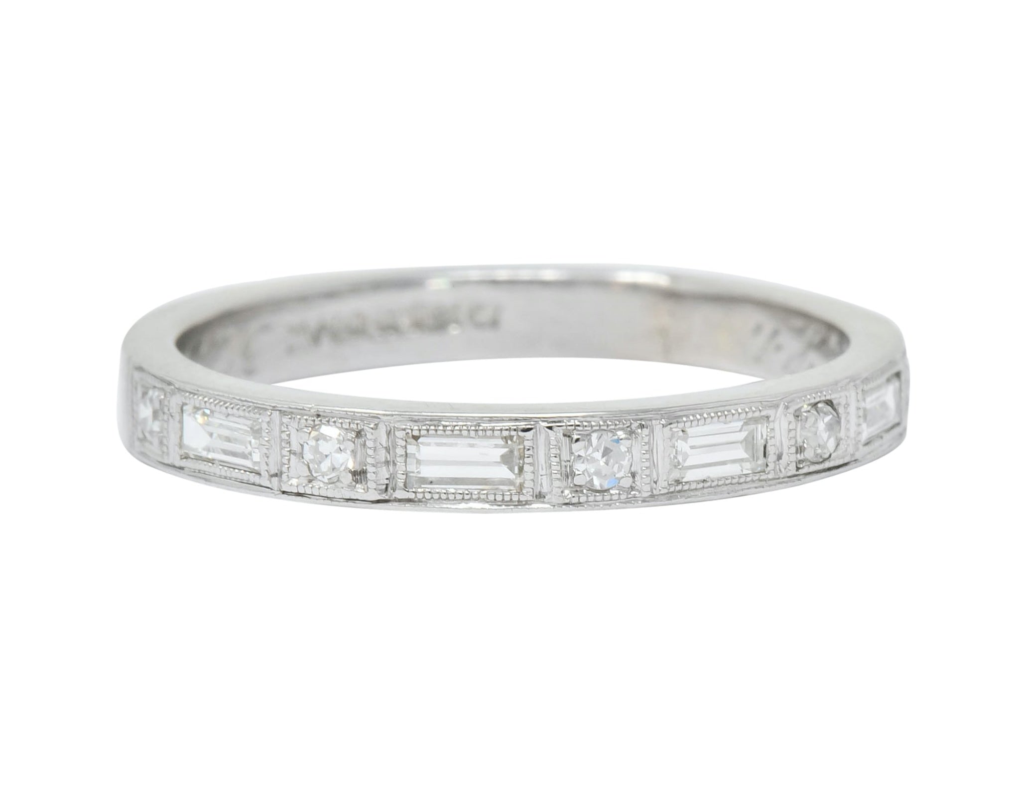 1930 Art Deco Baguette Single Cut Diamond Platinum Anniversary Band Ring - Wilson's Estate Jewelry