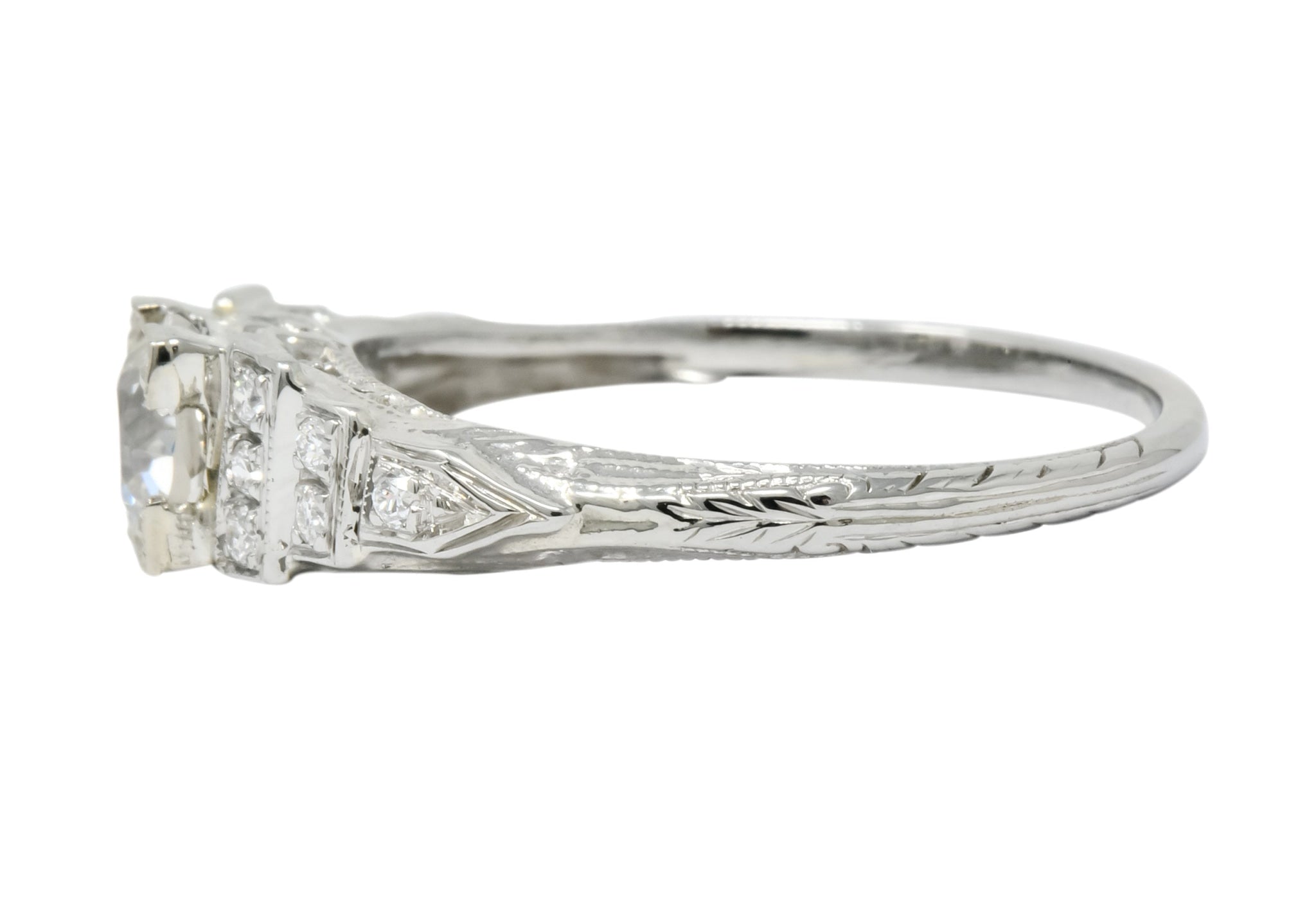 1930's Art Deco 0.81 CTW Diamond 18 Karat White Gold Engagement Ring - Wilson's Estate Jewelry