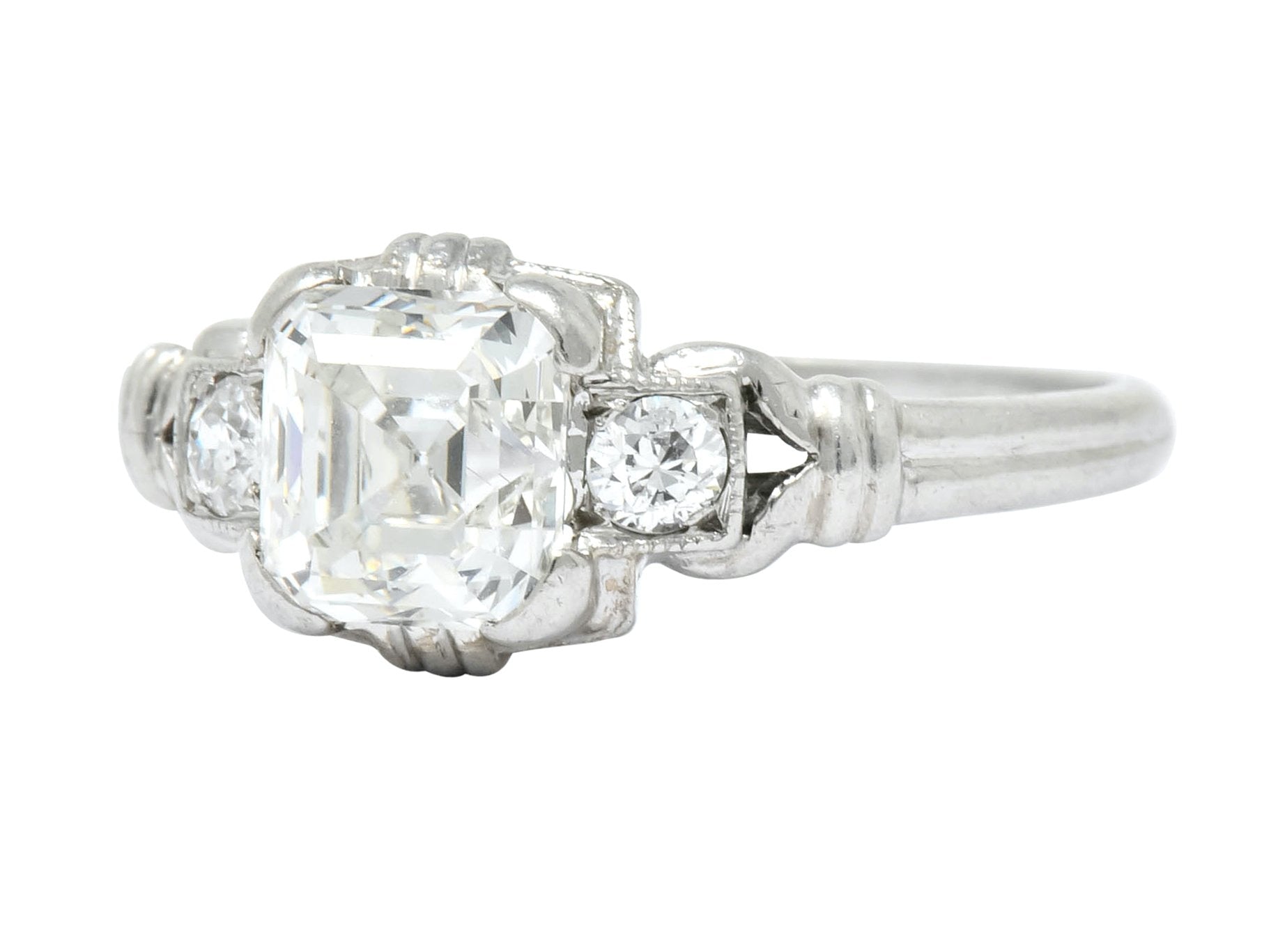 1940 Retro 1.35 CTW Asscher Diamond Platinum Engagement Ring - Wilson's Estate Jewelry