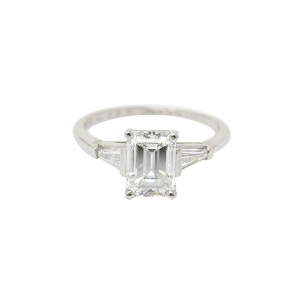 1950's Bailey Banks and Biddle 1.93CTW Emerald Cut Diamond & Platinum Engagement Ring GIA Wilson's Estate Jewelry