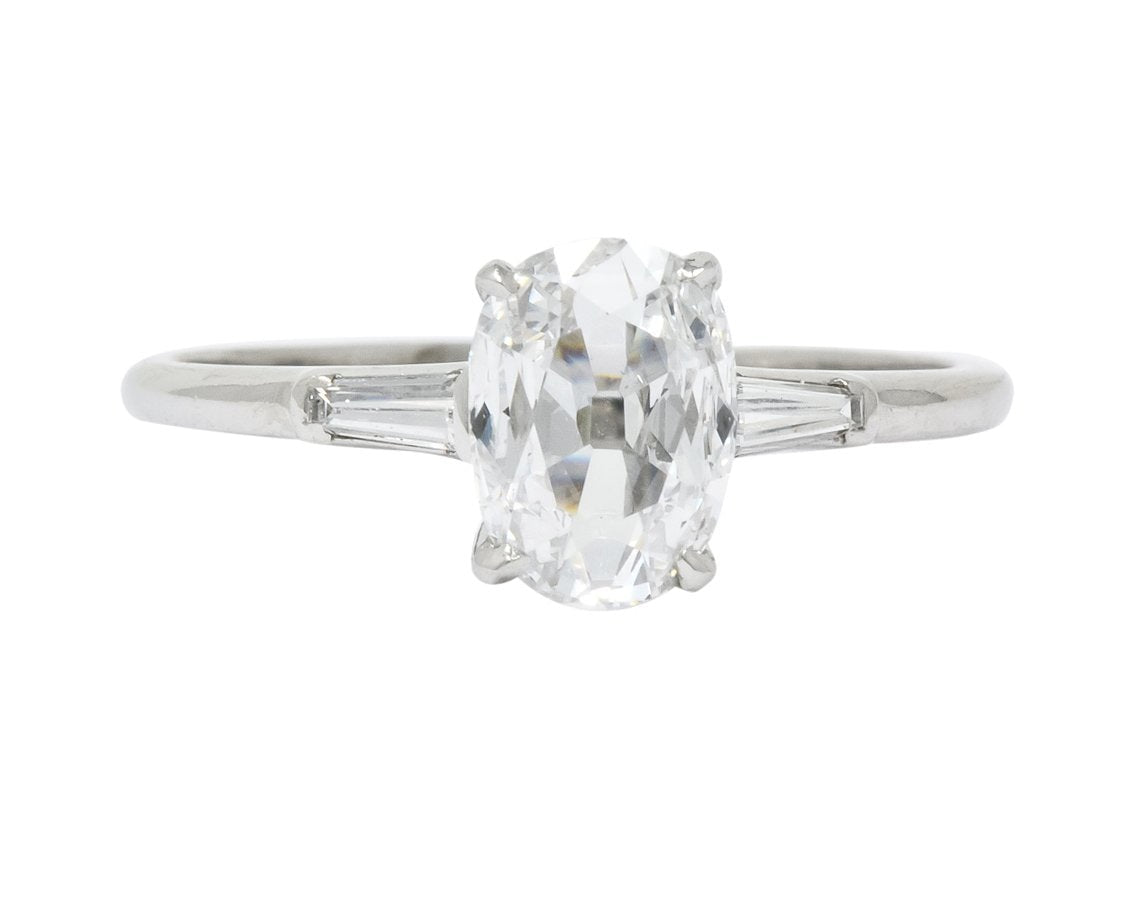 1950’s Mid-Century 1.13 CTW Diamond Platinum Engagement Ring GIA - Wilson's Estate Jewelry