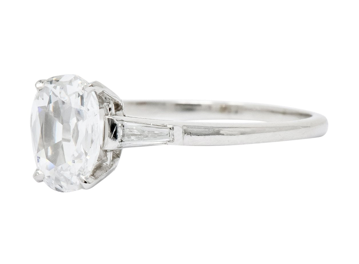 1950’s Mid-Century 1.13 CTW Diamond Platinum Engagement Ring GIA - Wilson's Estate Jewelry