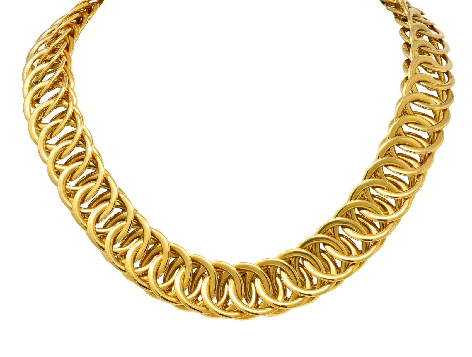 1960’s Vintage 14 Karat Yellow Fancy Gold Interlaced Chain Necklace - Wilson's Estate Jewelry
