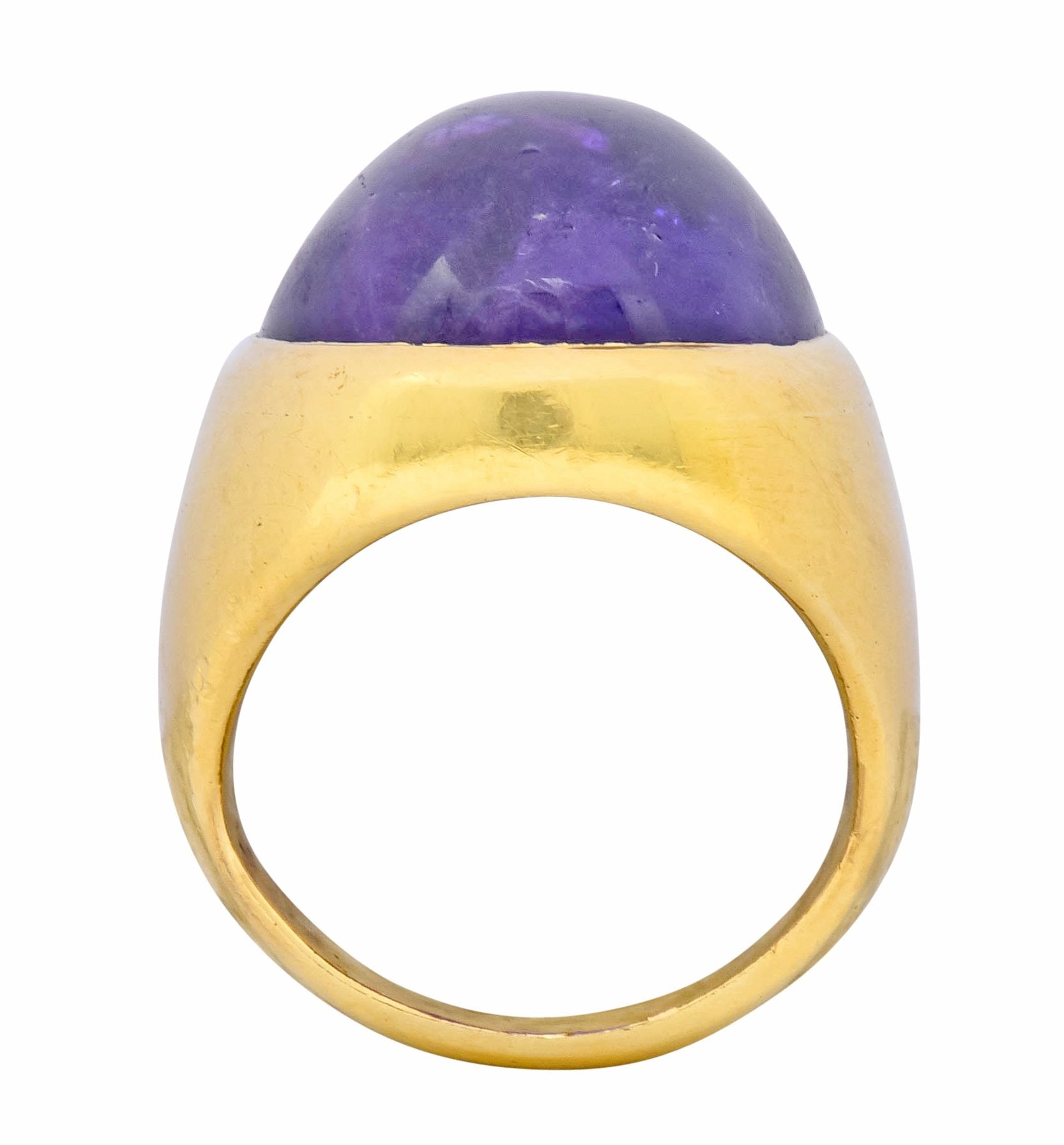 1970's Vintage Amethyst Cabochon 18 Karat Gold Unisex Ring - Wilson's Estate Jewelry