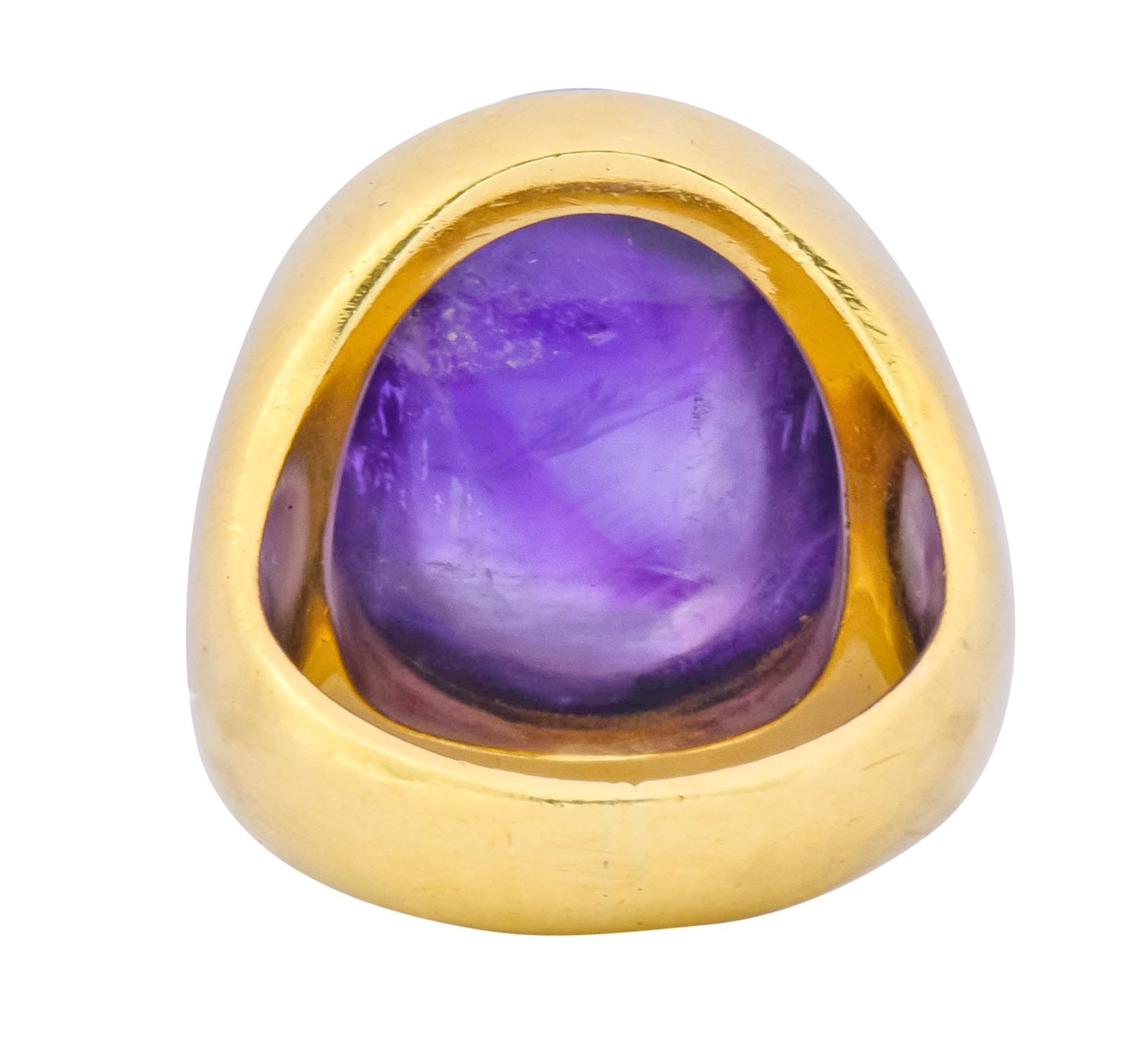 1970's Vintage Amethyst Cabochon 18 Karat Gold Unisex Ring - Wilson's Estate Jewelry