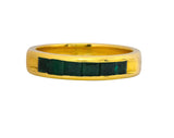 2 Contemporary 5.50 CTW Sapphire Emerald 18 Karat Gold Men's Band Rings Wilson's Estate Jewelry