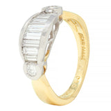 Henry Carré 0.90 CTW Diamond Platinum 18 Karat Yellow Gold Vintage Band Ring