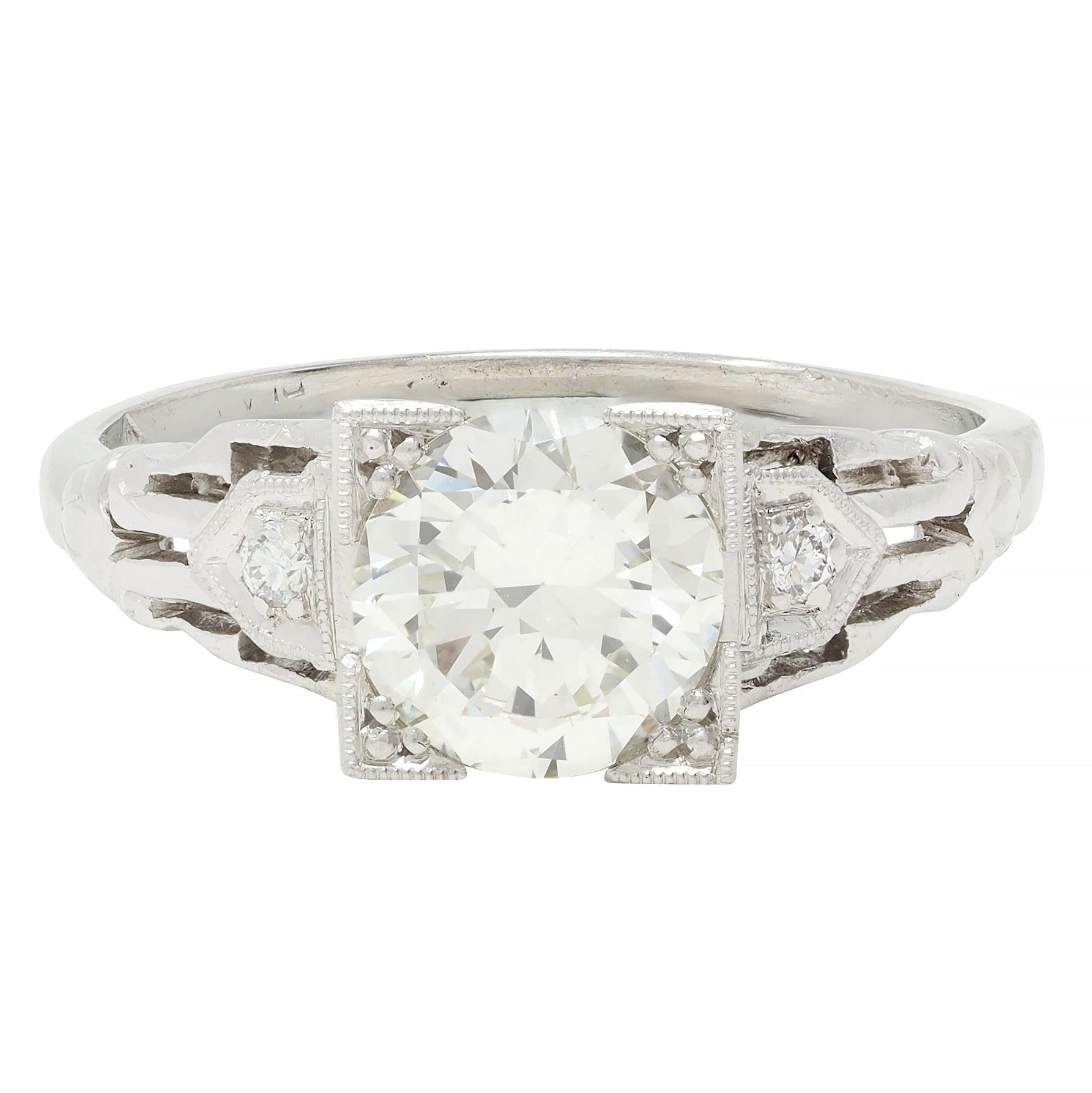 Art Deco 1.03 CTW Old European Cut Diamond Platinum Vintage Engagement Ring
