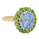 Vintage 5.63 CTW No Heat Ceylon Sapphire Demantoid Garnet 18 Karat Gold Ring