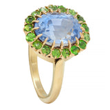 Vintage 5.63 CTW No Heat Ceylon Sapphire Demantoid Garnet 18 Karat Gold Ring