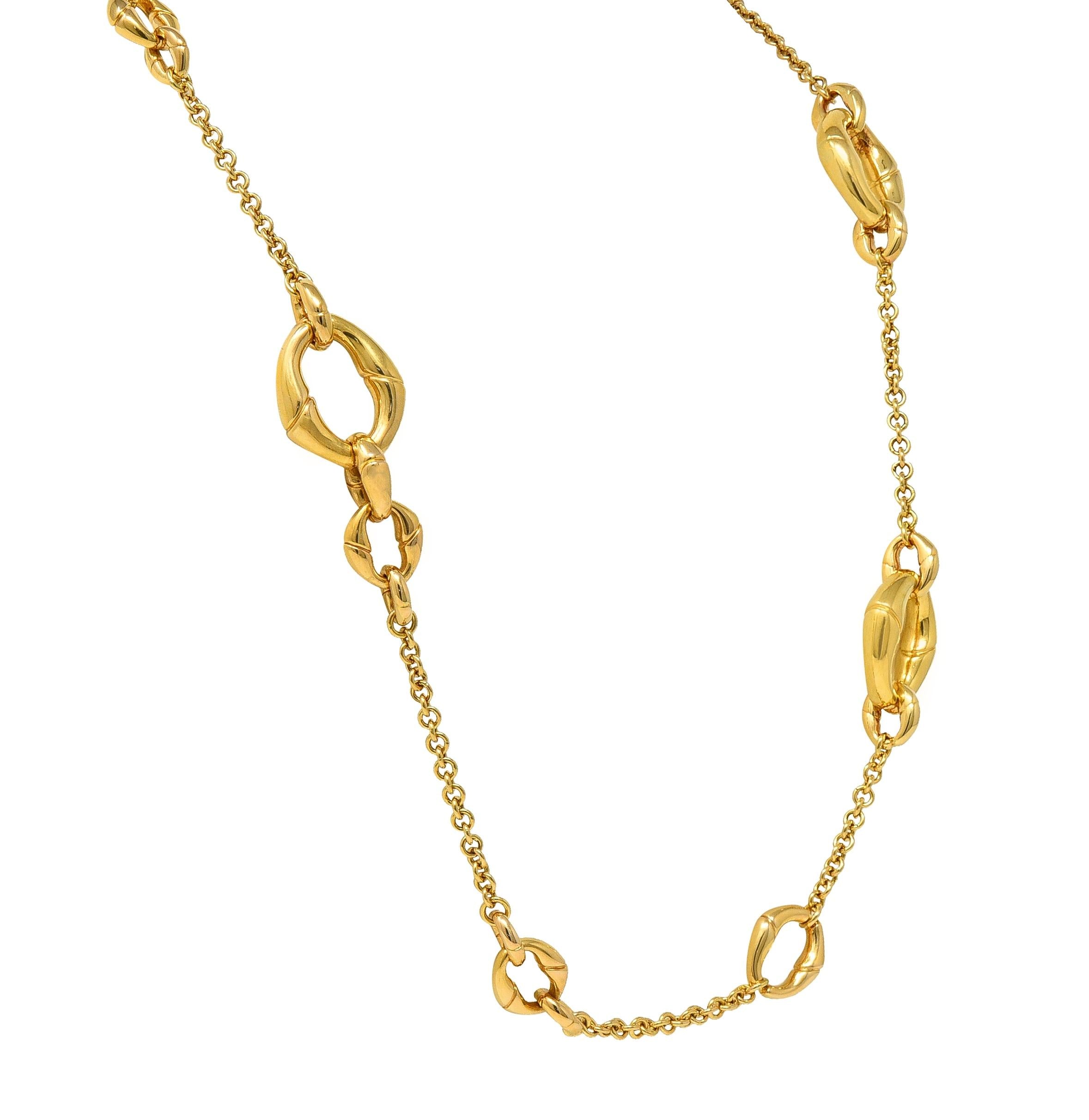 Gucci Contemporary 18 Karat Yellow Gold Bamboo Link Station Necklace