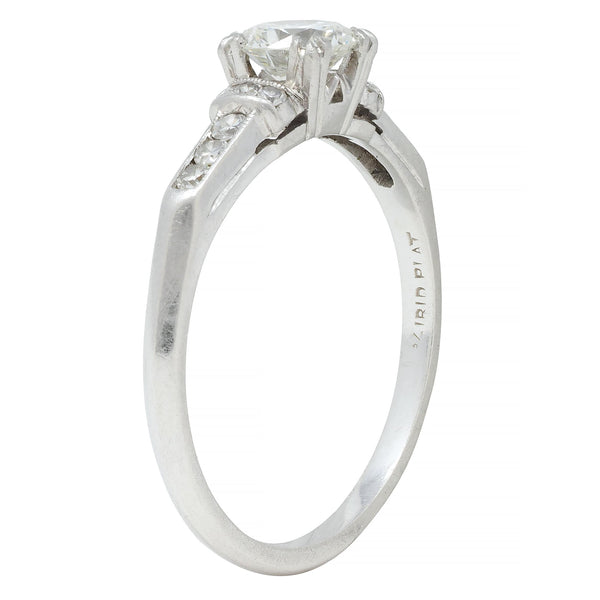 Art Deco 0.74 CTW Transitional Cut Diamond Platinum Arch Engagement Ring