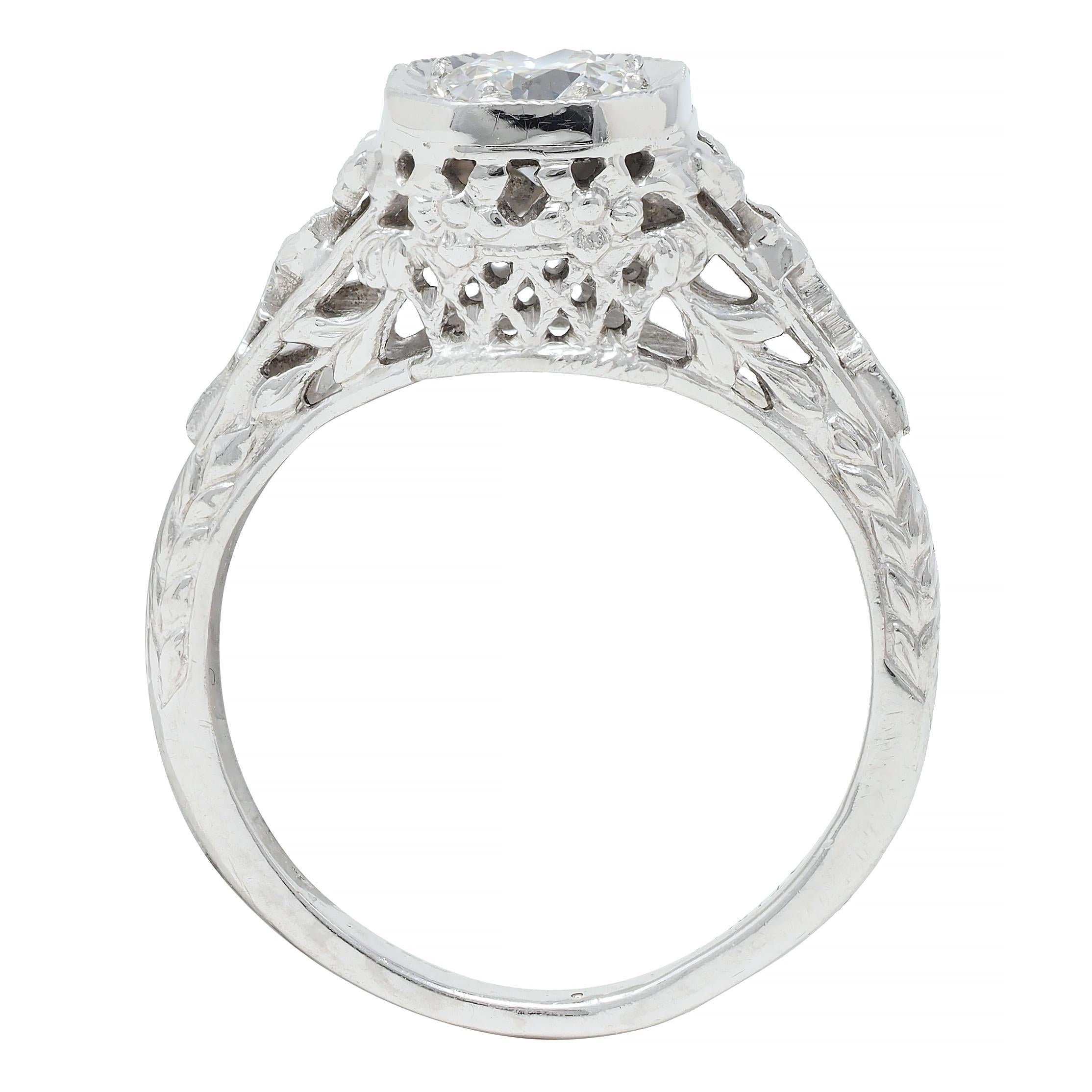 Edwardian 0.45 CTW Old European Diamond Platinum Bow Basket Engagement Ring