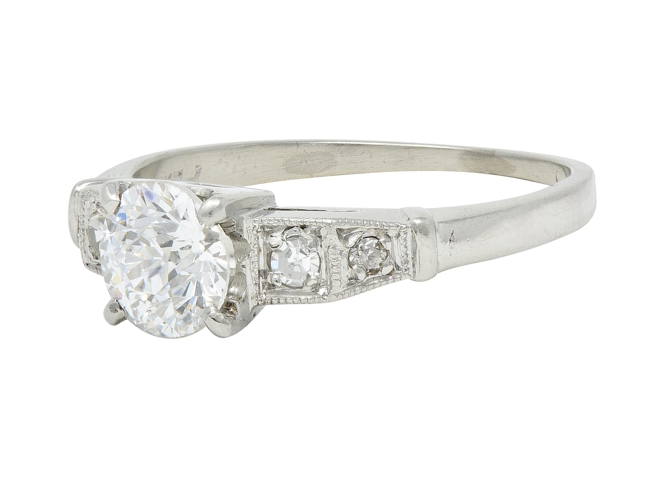 Art Deco 1.01 CTW Diamond Platinum Five Stone Vintage Engagement Ring