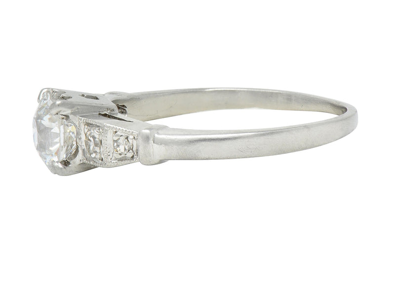 Art Deco 1.01 CTW Diamond Platinum Five Stone Vintage Engagement Ring