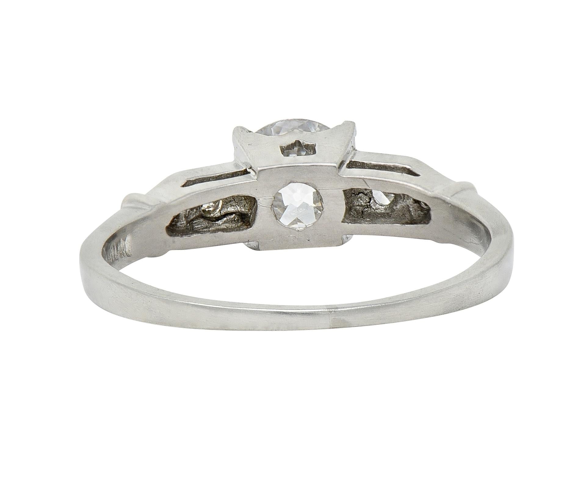 Art Deco 1.01 CTW Diamond Platinum Five Stone Vintage Engagement Ring
