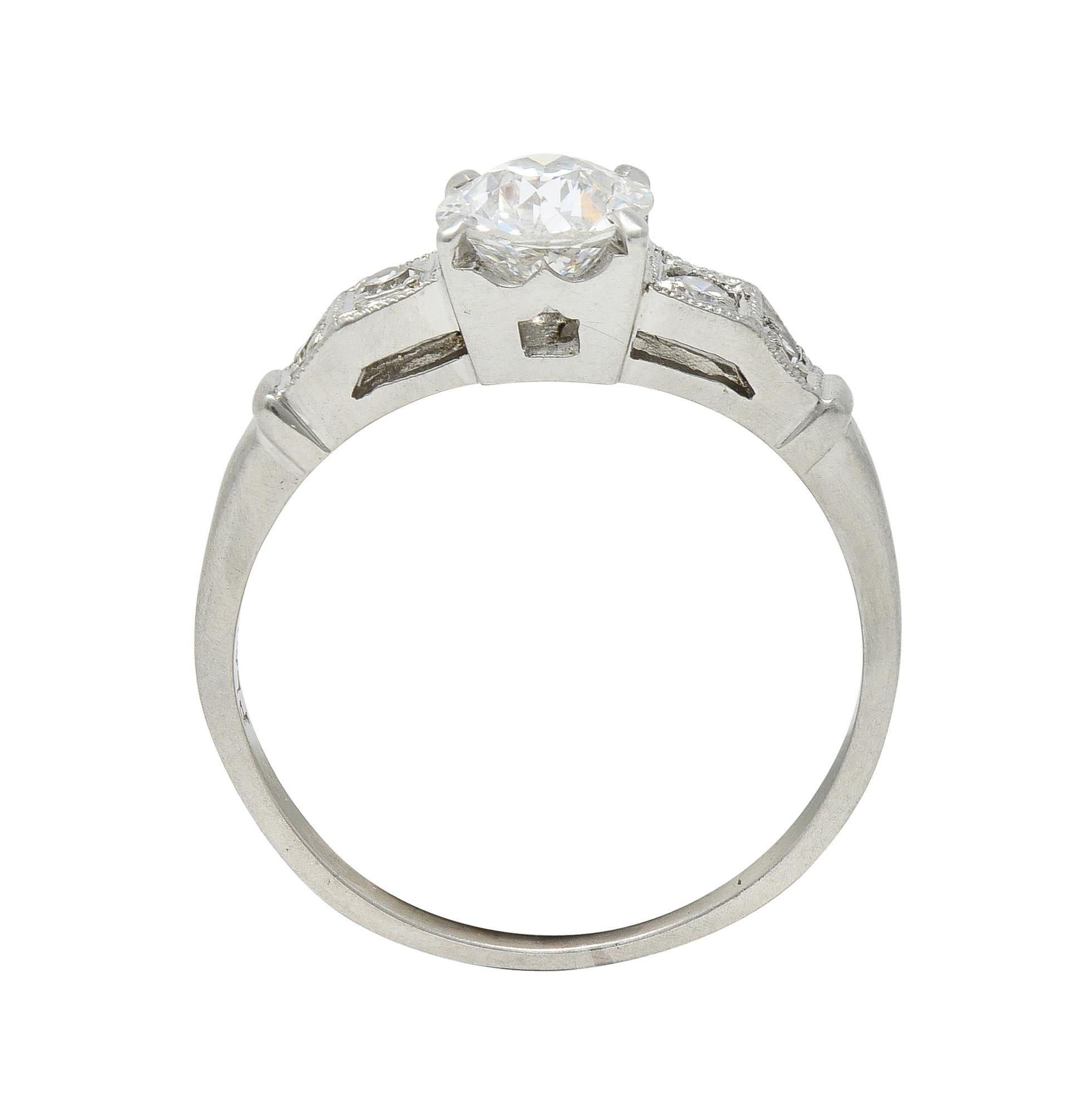 Art Deco 1.01 CTW Diamond Platinum Five Stone Vintage Engagement Ring