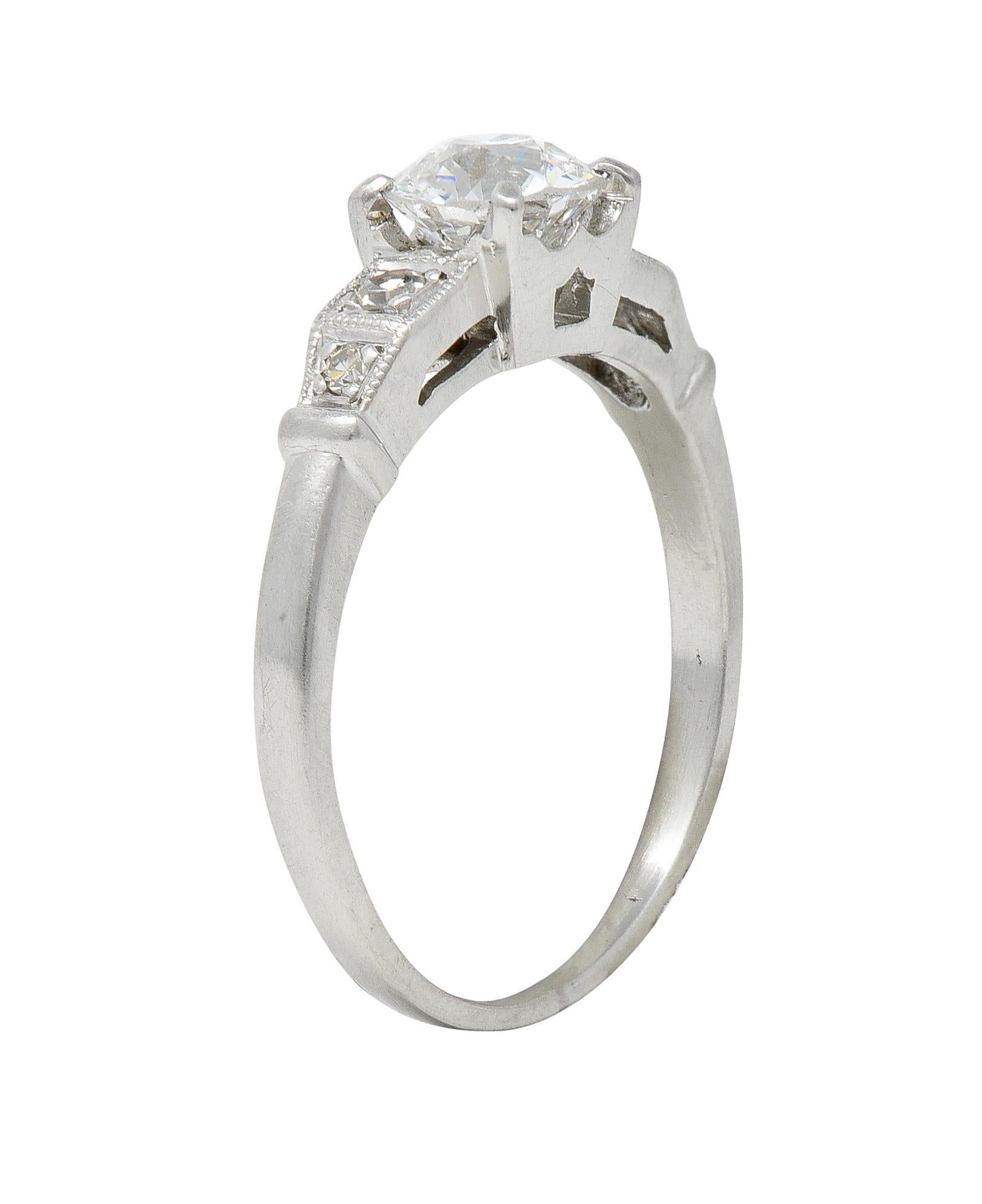Art Deco 1.01 CTW Diamond Platinum Five Stone Vintage Engagement Ring