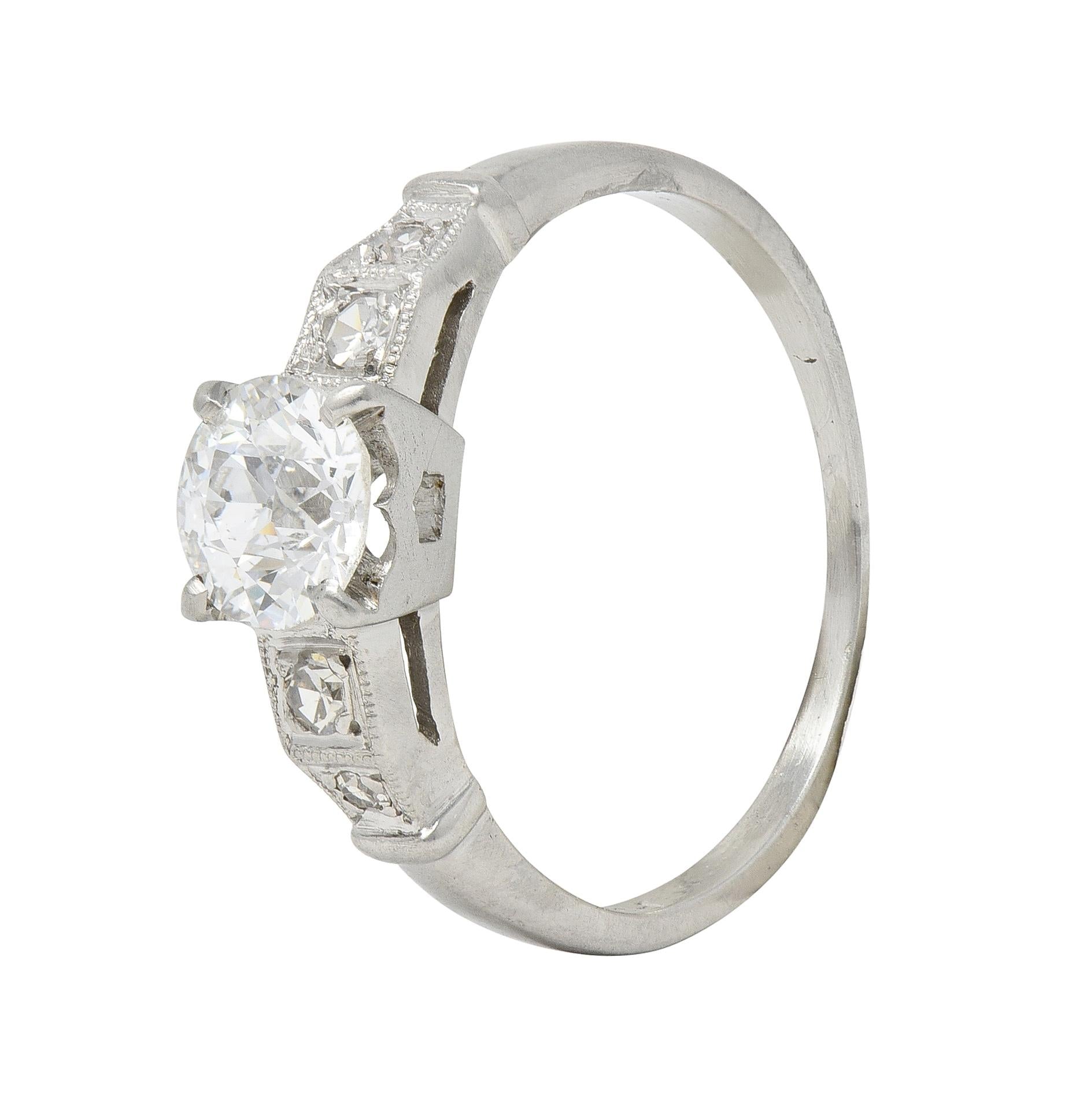 Art Deco 1.01 CTW Diamond Platinum Five Stone Vintage Engagement Ring