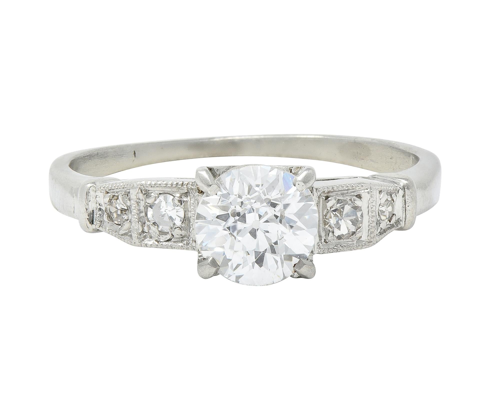Art Deco 1.01 CTW Diamond Platinum Five Stone Vintage Engagement Ring
