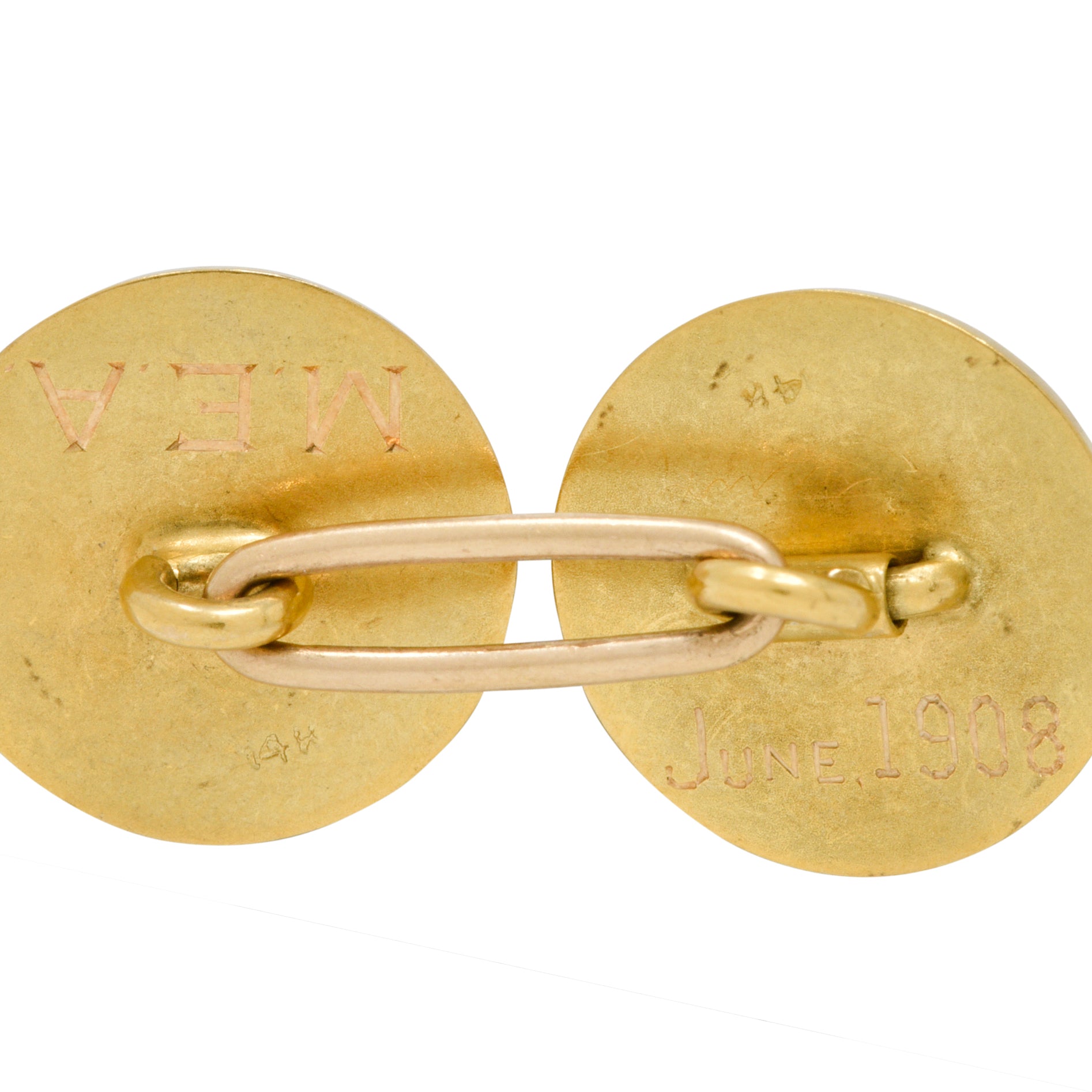 Edwardian 1908 14 Karat Two-Tone Gold Horse Antique Cufflinks