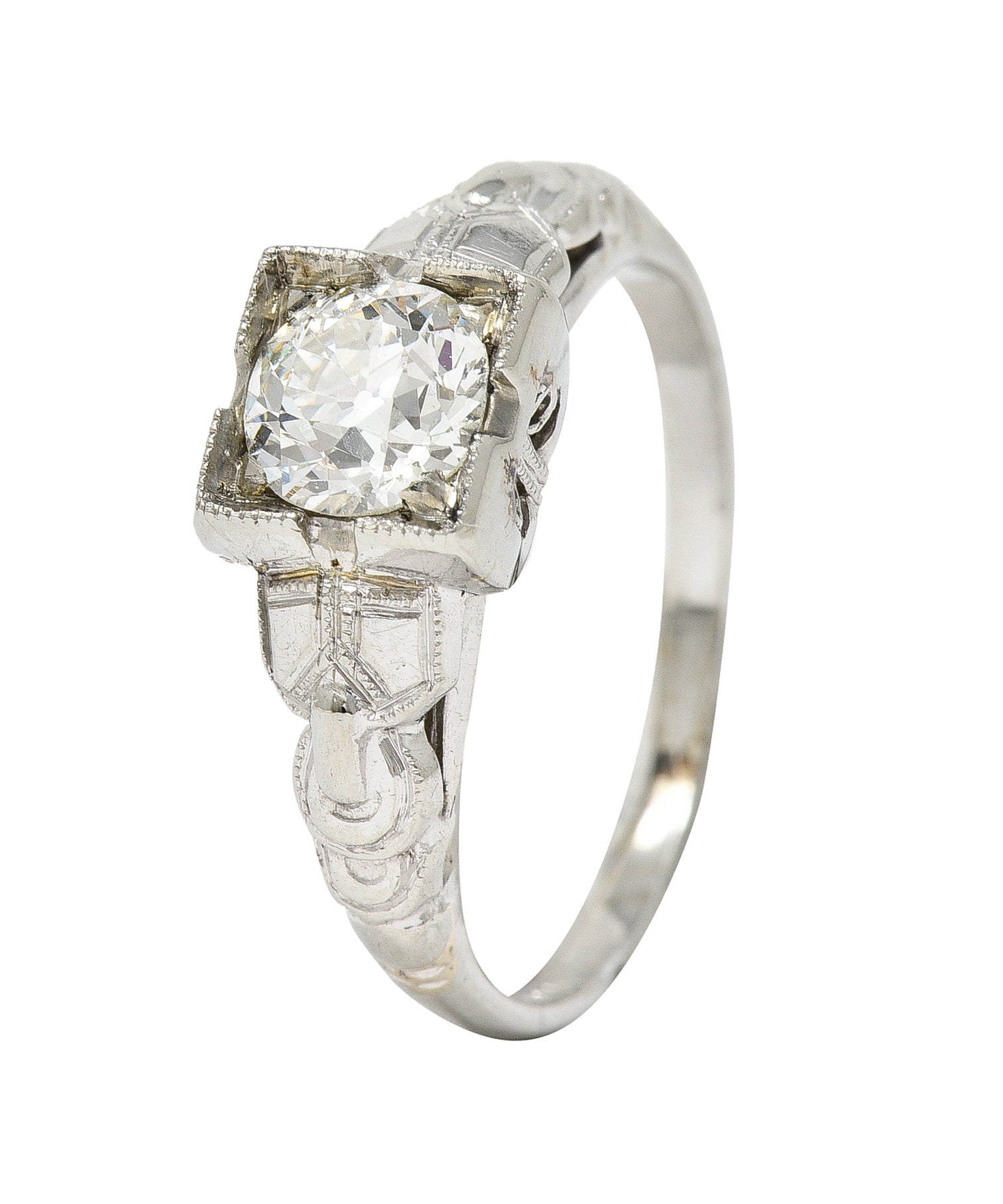 Retro 0.64 CTW Old Mine Cut Diamond 14 Karat Vintage Engagement Ring Wilson's Estate Jewelry