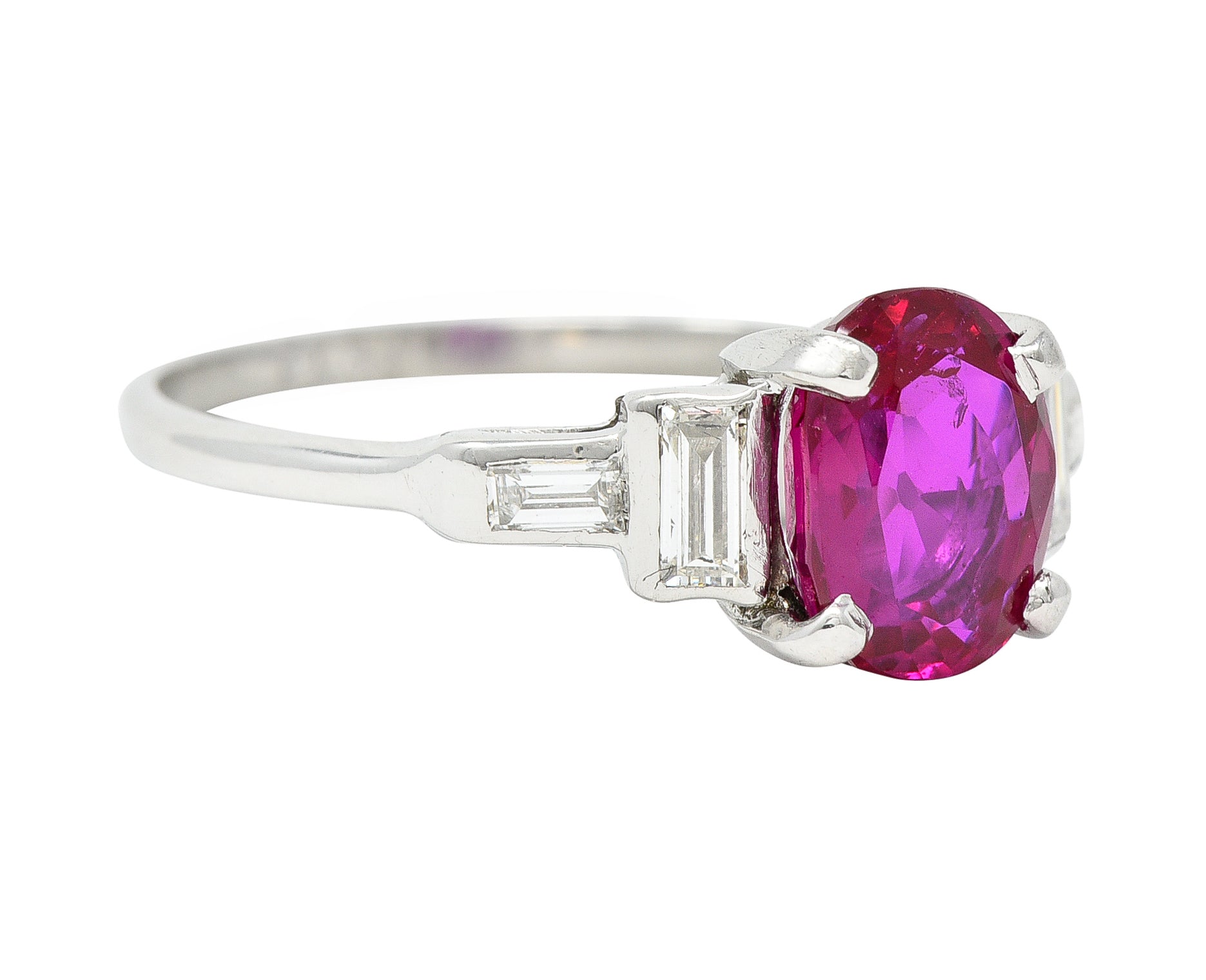 Mid-Century 2.08 CTW No Heat Burma Ruby Diamond Platinum Vintage Ring GCS Wilson's Estate Jewelry