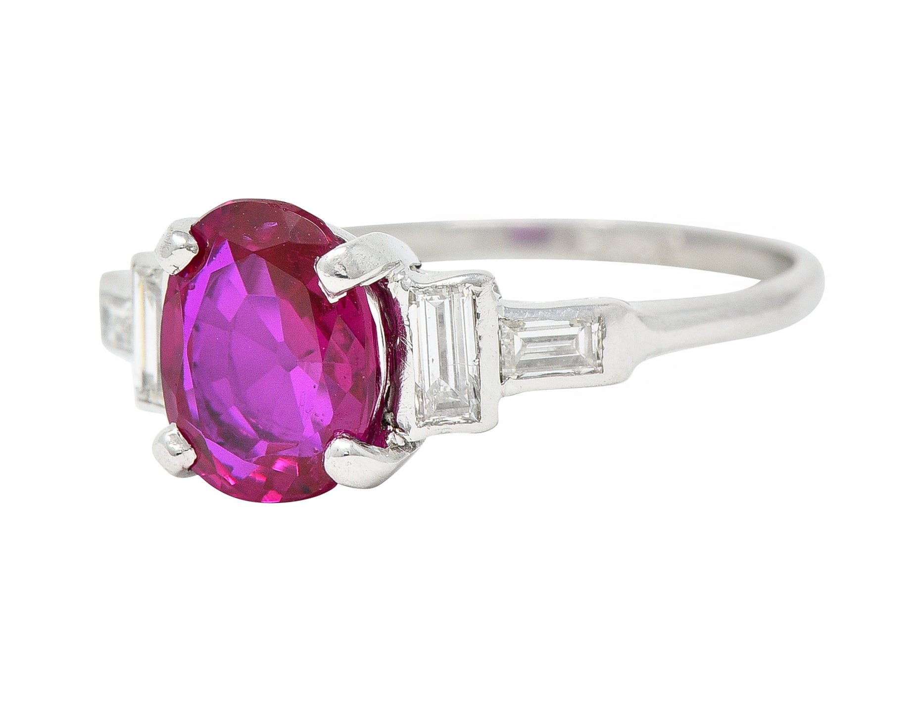 Mid-Century 2.08 CTW No Heat Burma Ruby Diamond Platinum Vintage Ring GCS Wilson's Estate Jewelry