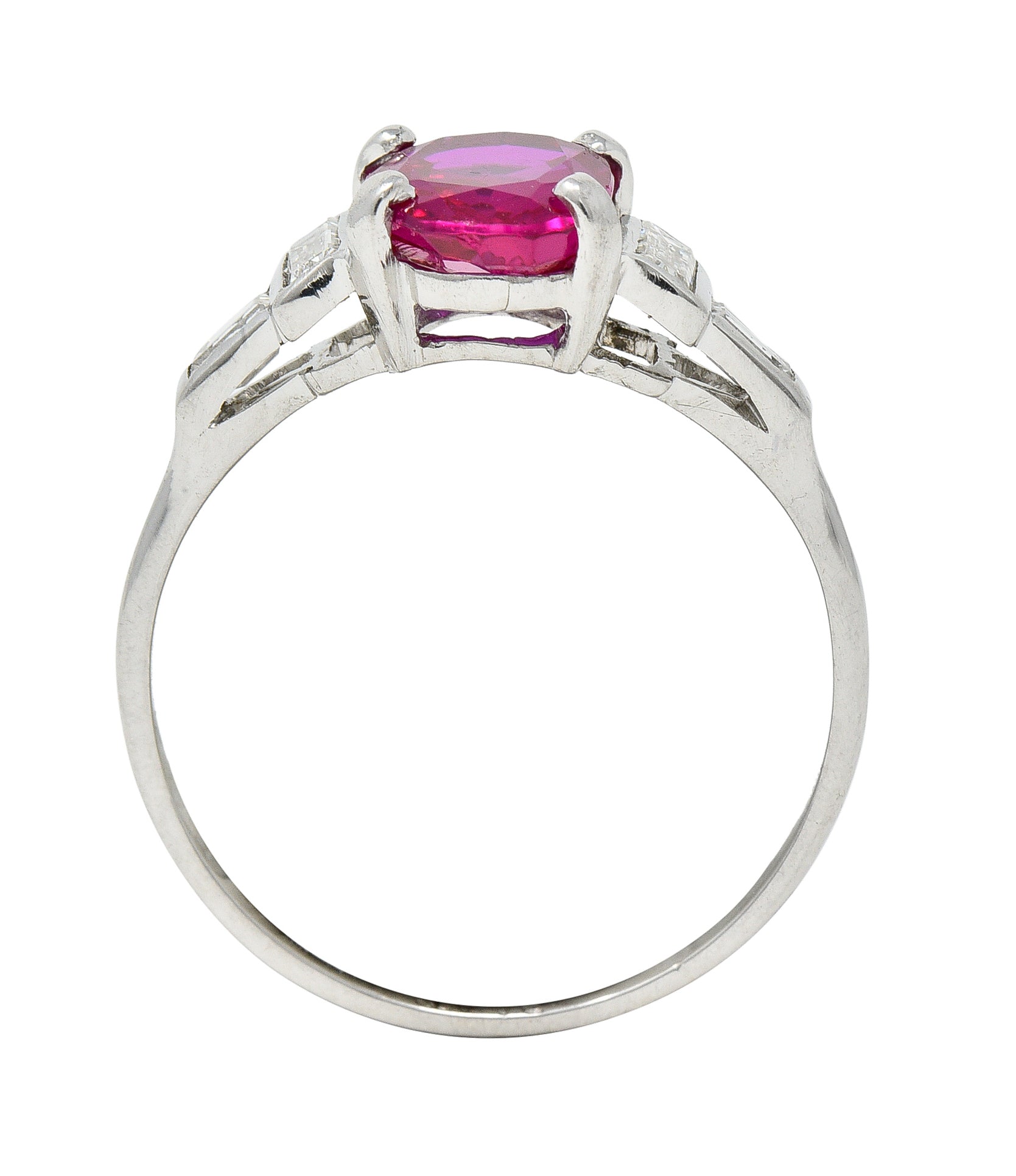 Mid-Century 2.08 CTW No Heat Burma Ruby Diamond Platinum Vintage Ring GCS Wilson's Estate Jewelry