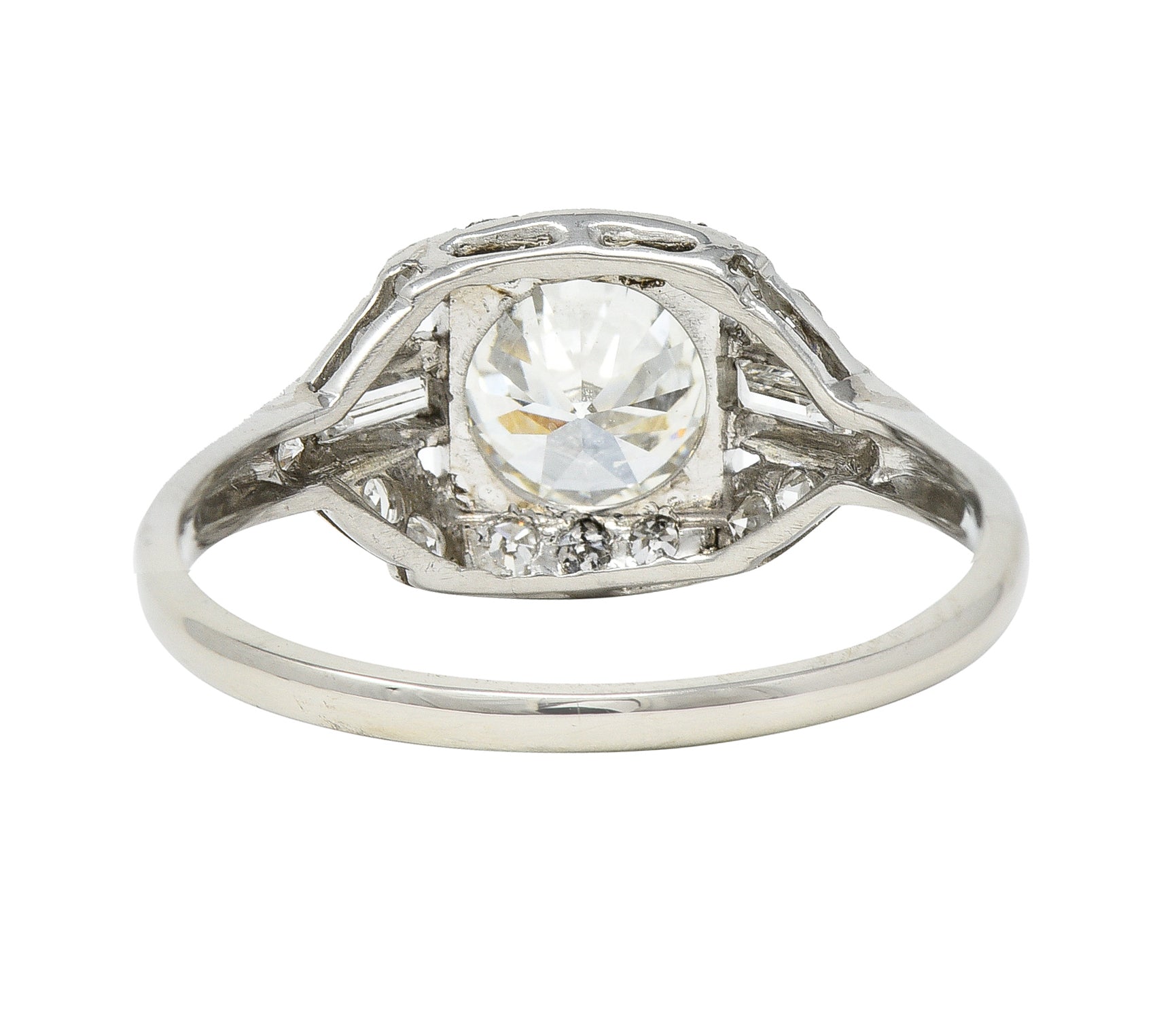 Art Deco 1.71 CTW Diamond Platinum Geometric Alternative Engagement Cluster Ring Wilson's Estate Jewelry