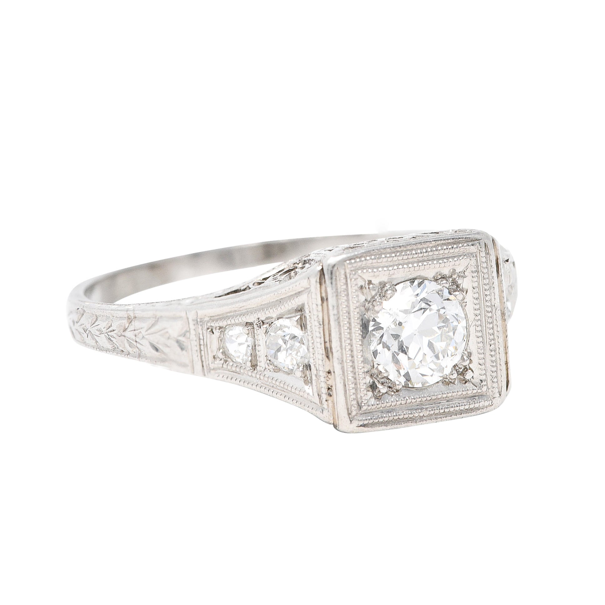 Art Deco 0.46 CTW Diamond Platinum Trellis Engagement Ring Wilson's Estate Jewelry