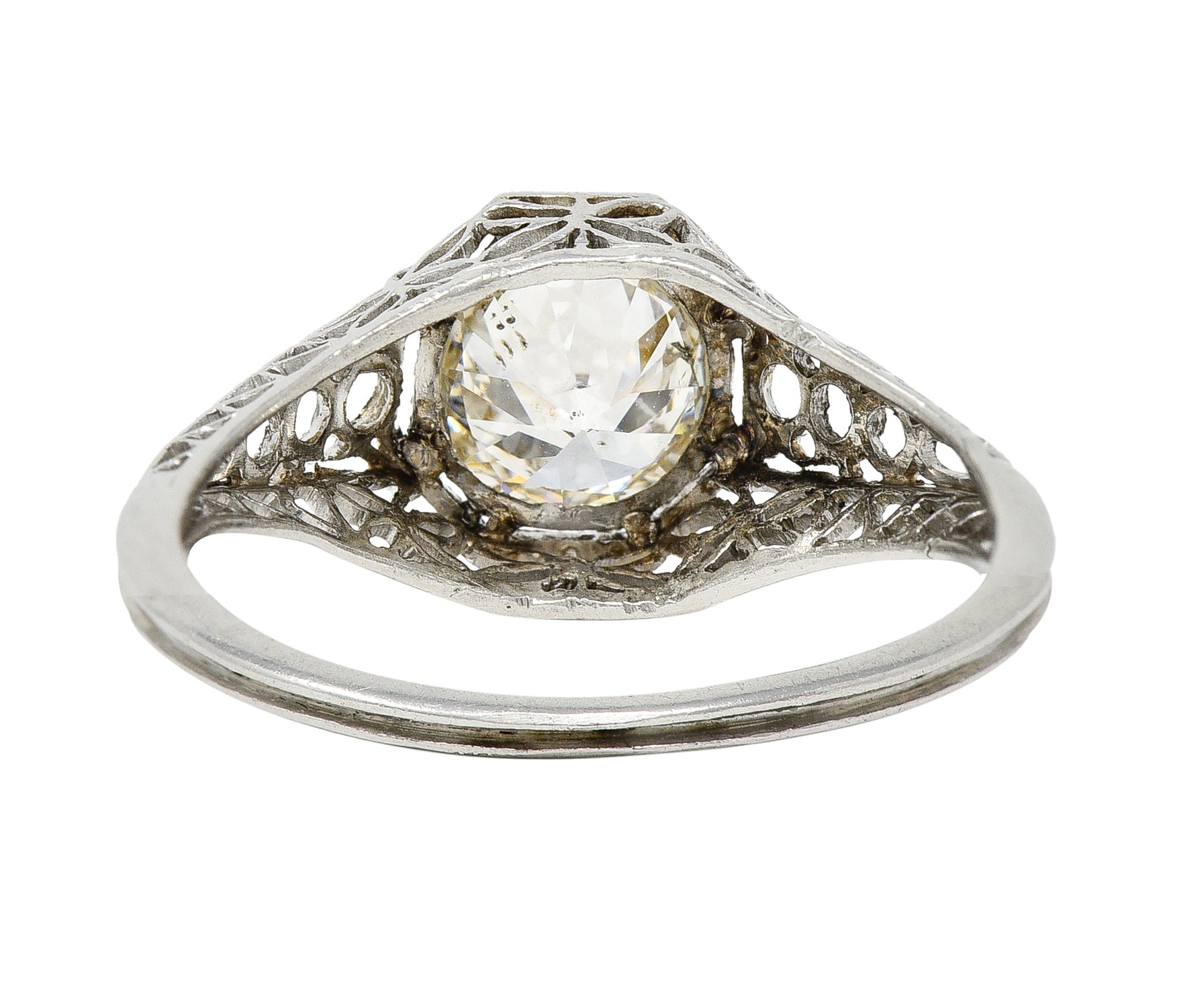 Art Deco 1.16 CTW Diamond Platinum Butterfly Solitaire Engagement Ring Wilson's Estate Jewelry