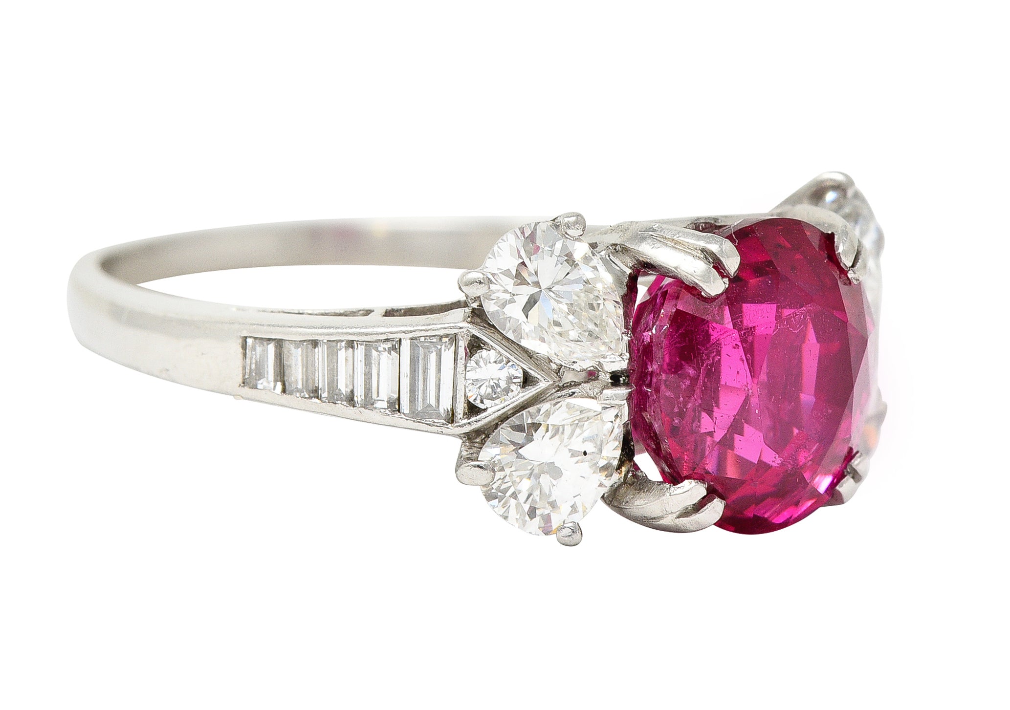 Mid-Century 4.31 CTW No Heat Burma Spinel Diamond Platinum Vintage Ring GIA Wilson's Estate Jewelry