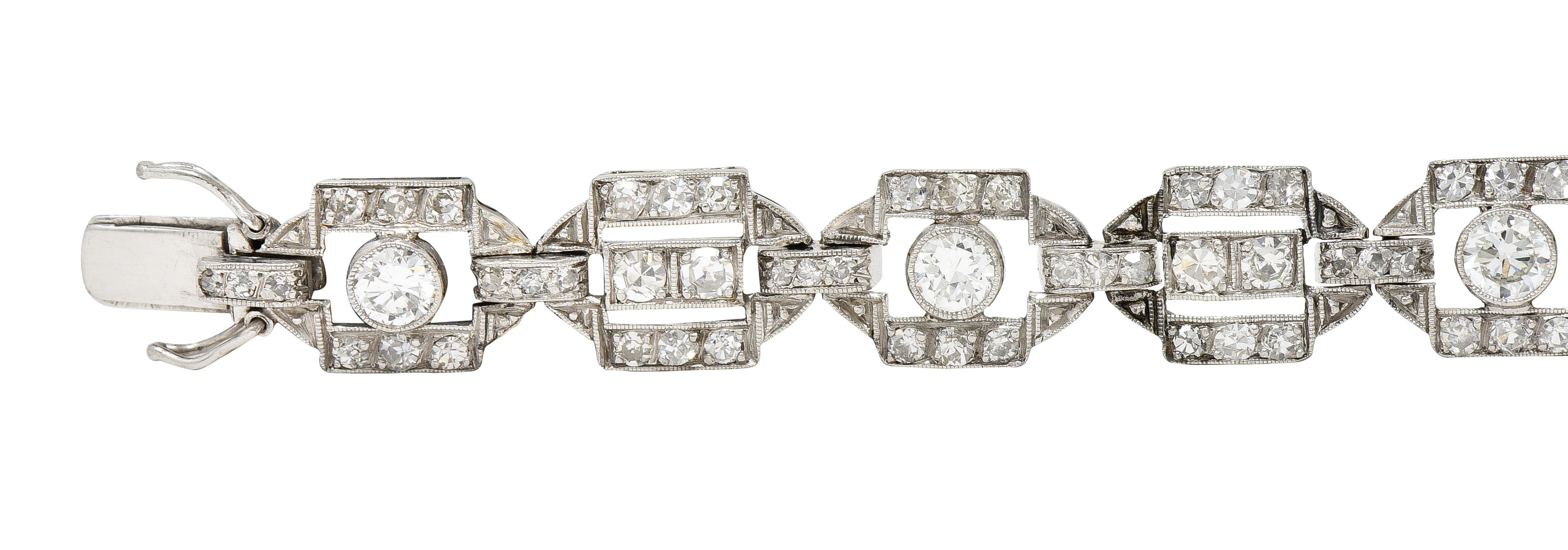 Art Deco Diamond Platinum Geometric Line Bracelet Wilson's Estate Jewelry