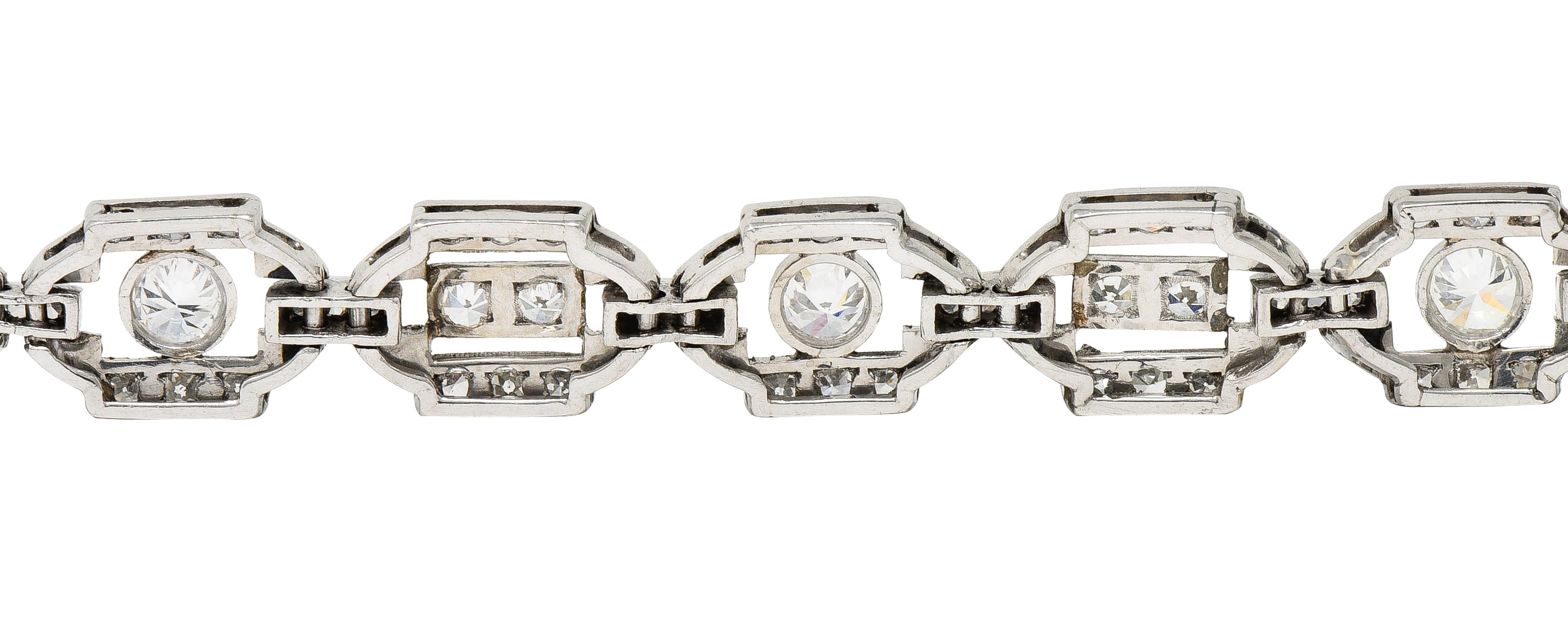 Art Deco Diamond Platinum Geometric Line Bracelet Wilson's Estate Jewelry