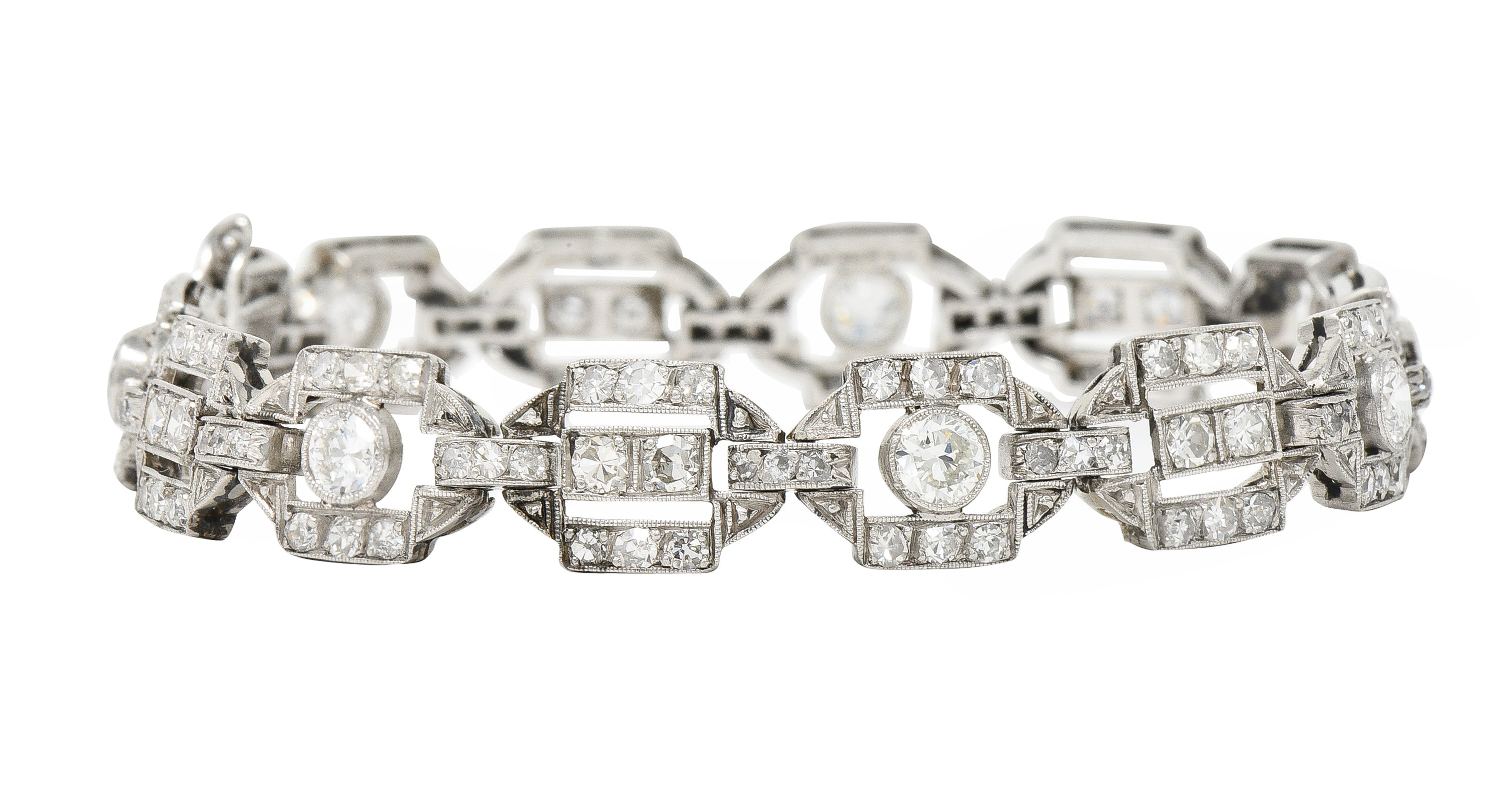 Art Deco Diamond Platinum Geometric Line Bracelet Wilson's Estate Jewelry