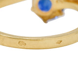 French Victorian Diamond Sapphire 2.04 CTW 18 Karat Gold Toi-Et-Moi Antique Ring Wilson's Estate Jewelry