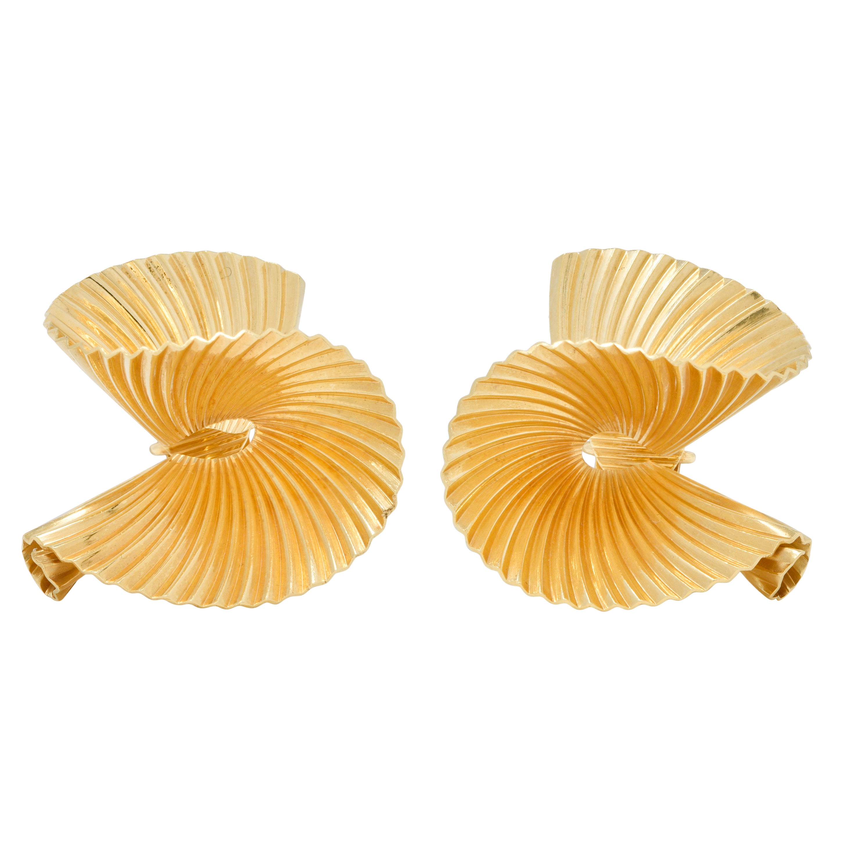 Tiffany & Co. Retro 18 Karat Gold Vintage Fanning Schuler Vintage Earrings Wilson's Estate Jewelry