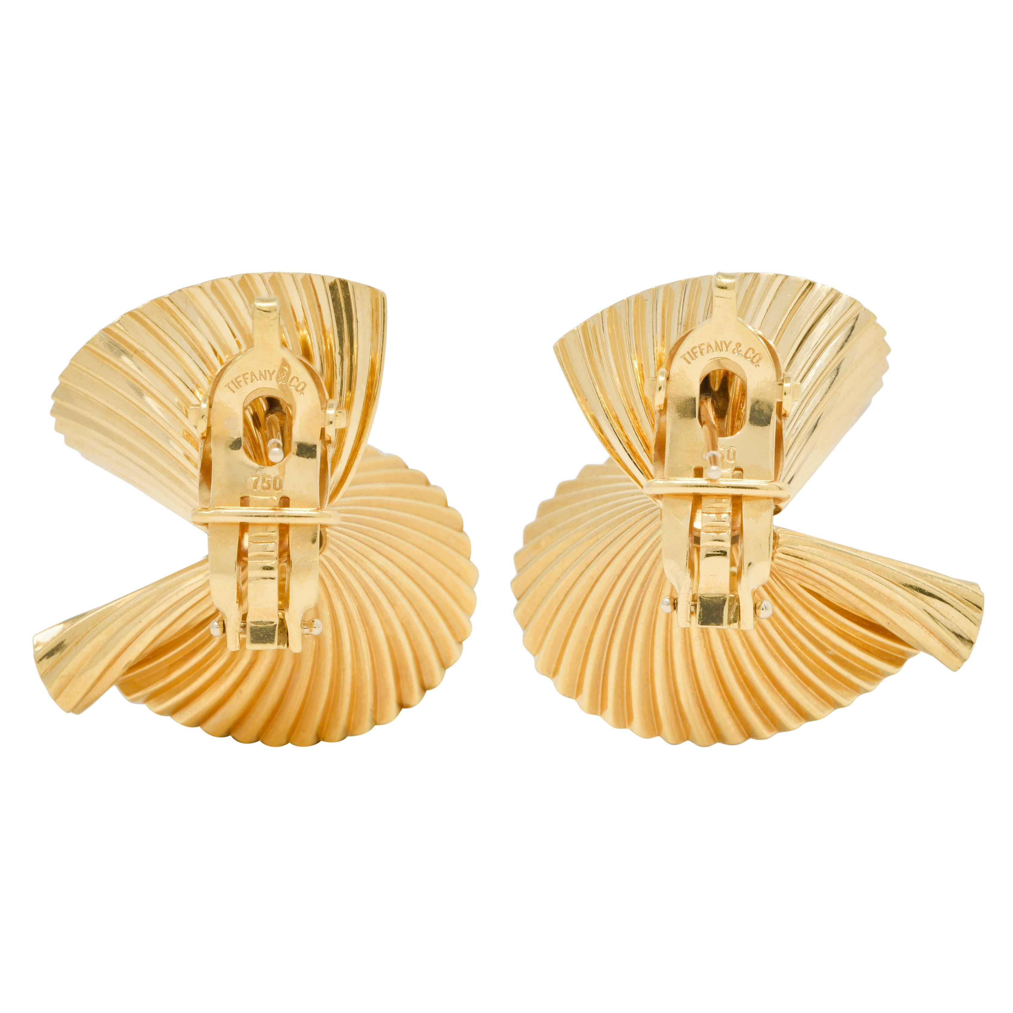 Tiffany & Co. Retro 18 Karat Gold Vintage Fanning Schuler Vintage Earrings Wilson's Estate Jewelry