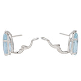 Mid-Century 9.30 CTW Aquamarine Diamond Platinum Vintage Earrings Wilson's Estate Jewelry