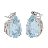 Mid-Century 9.30 CTW Aquamarine Diamond Platinum Vintage Earrings Wilson's Estate Jewelry