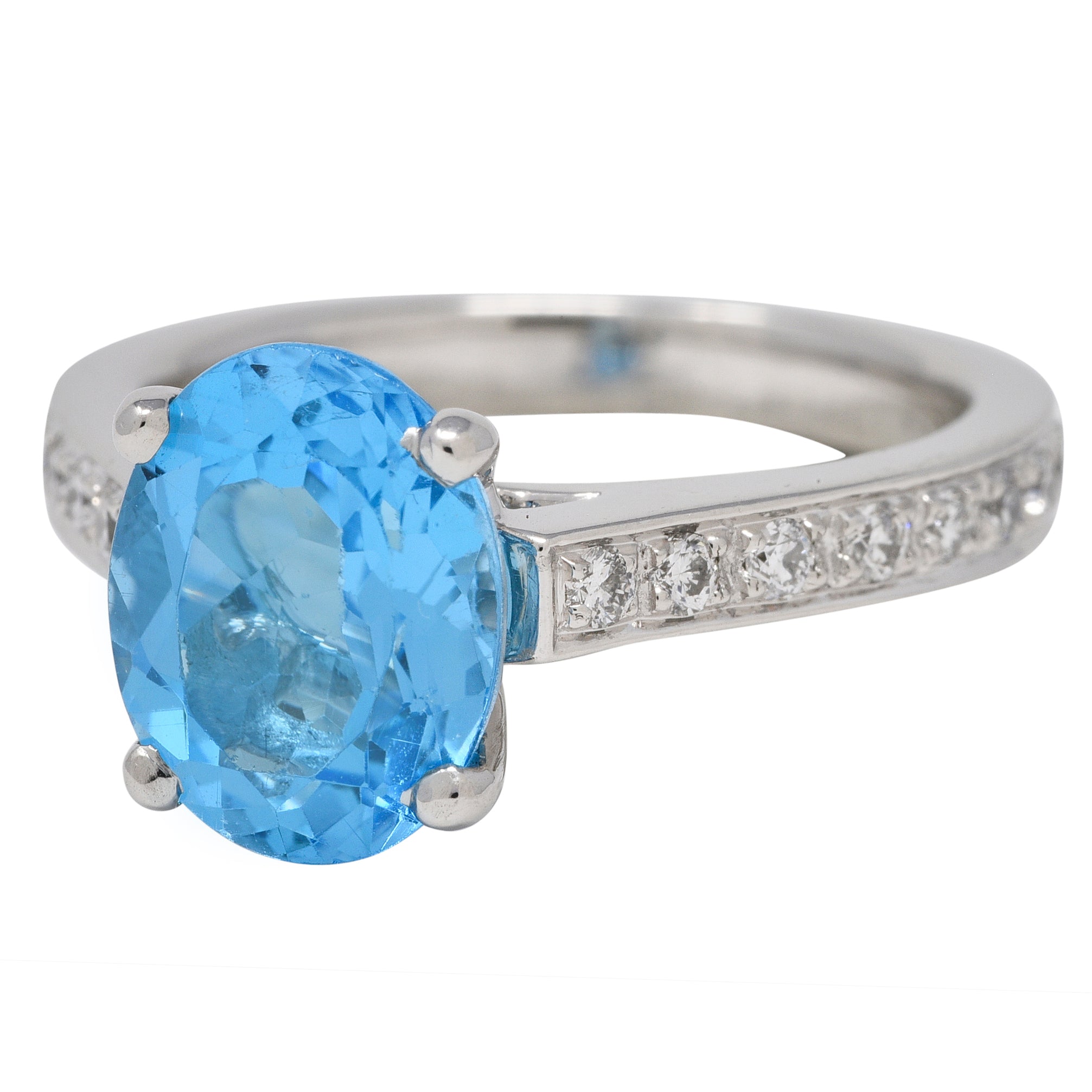 Contemporary Blue Topaz Diamond Platinum Gemstone Ring Wilson's Estate Jewelry