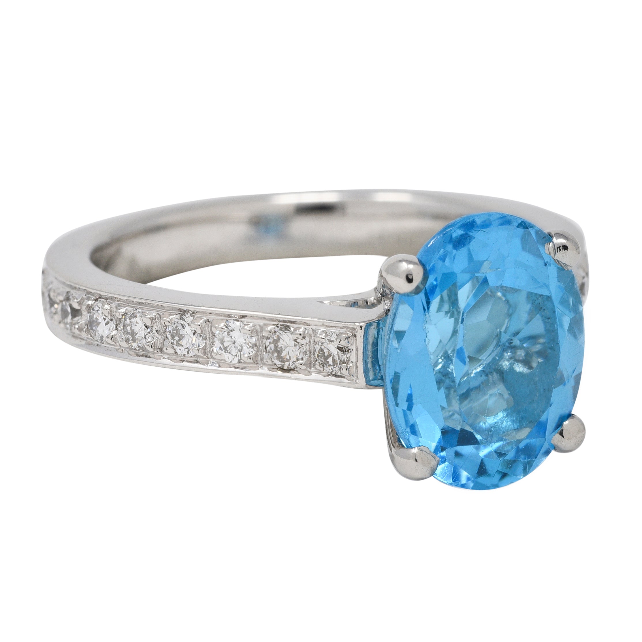 Contemporary Blue Topaz Diamond Platinum Gemstone Ring Wilson's Estate Jewelry