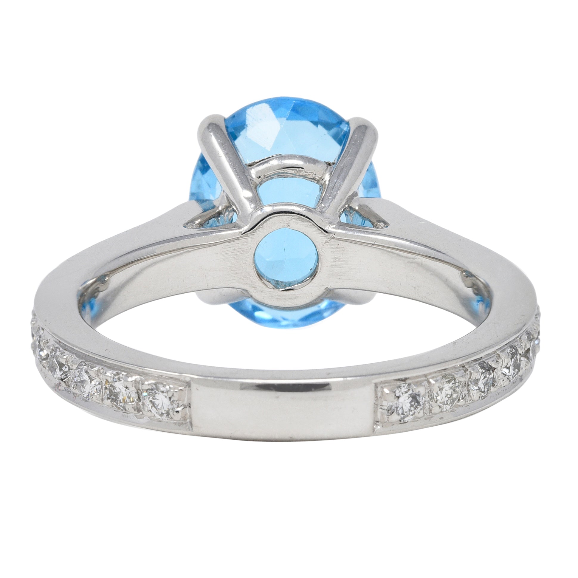 Contemporary Blue Topaz Diamond Platinum Gemstone Ring Wilson's Estate Jewelry