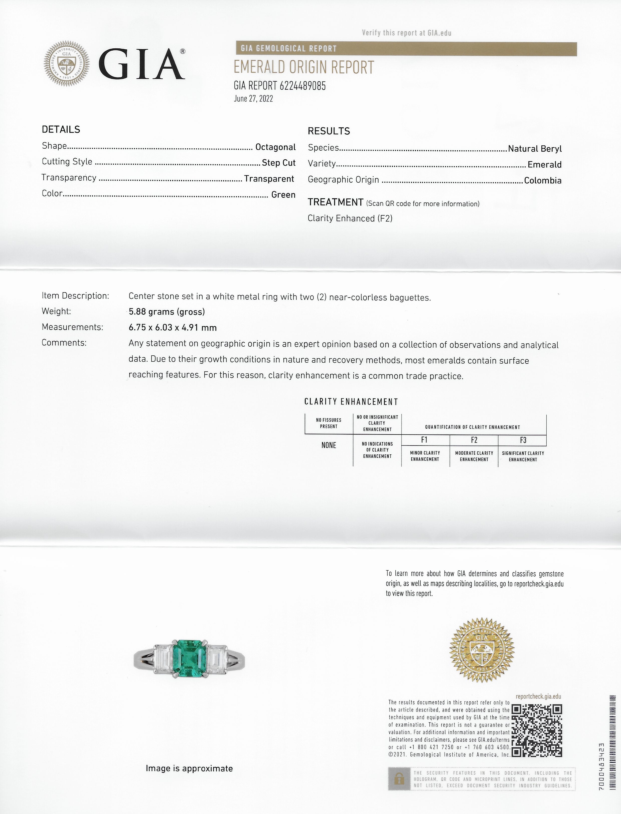 Contemporary 2.01 CTW Colombian Diamond Platinum Three Stone Ring GIA Wilson's Estate Jewelry