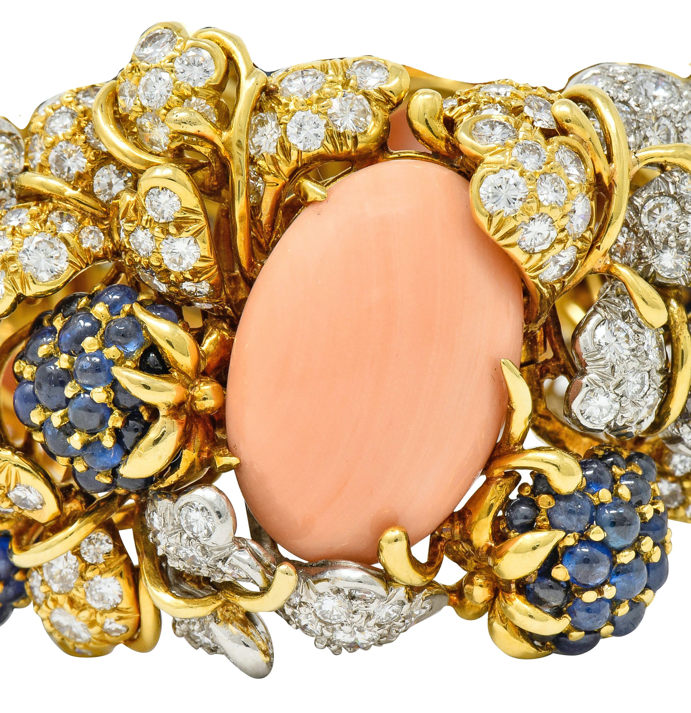 Tiffany & Co. Donald Claflin Diamond Sapphire Coral Platinum 18 Karat Gold Sumptuous Berry Bracelet - Wilson's Estate Jewelry