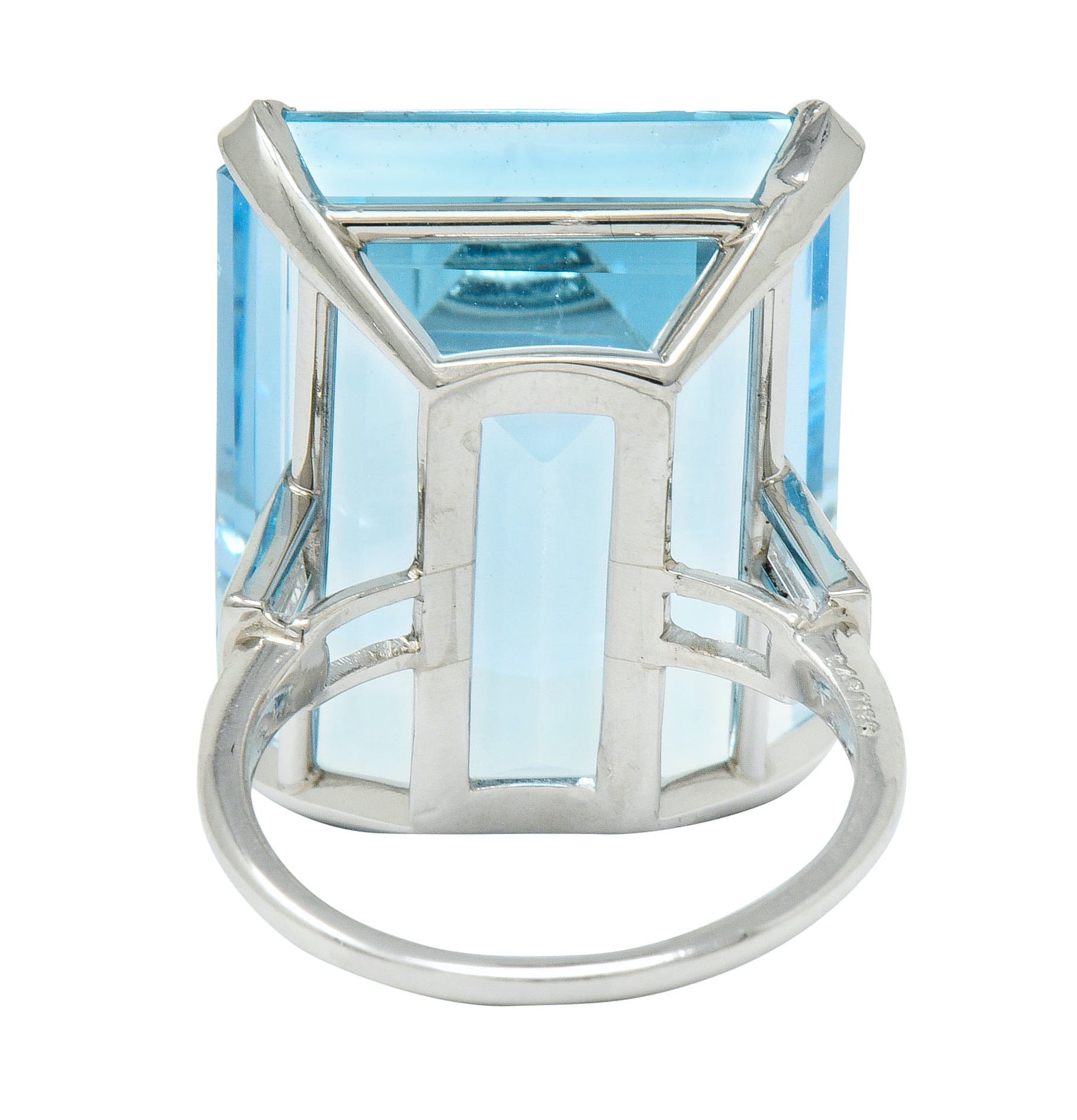 Exquisite Cartier 36.09 CTW Aquamarine Diamond Platinum Retro Cocktail Ring - Wilson's Estate Jewelry